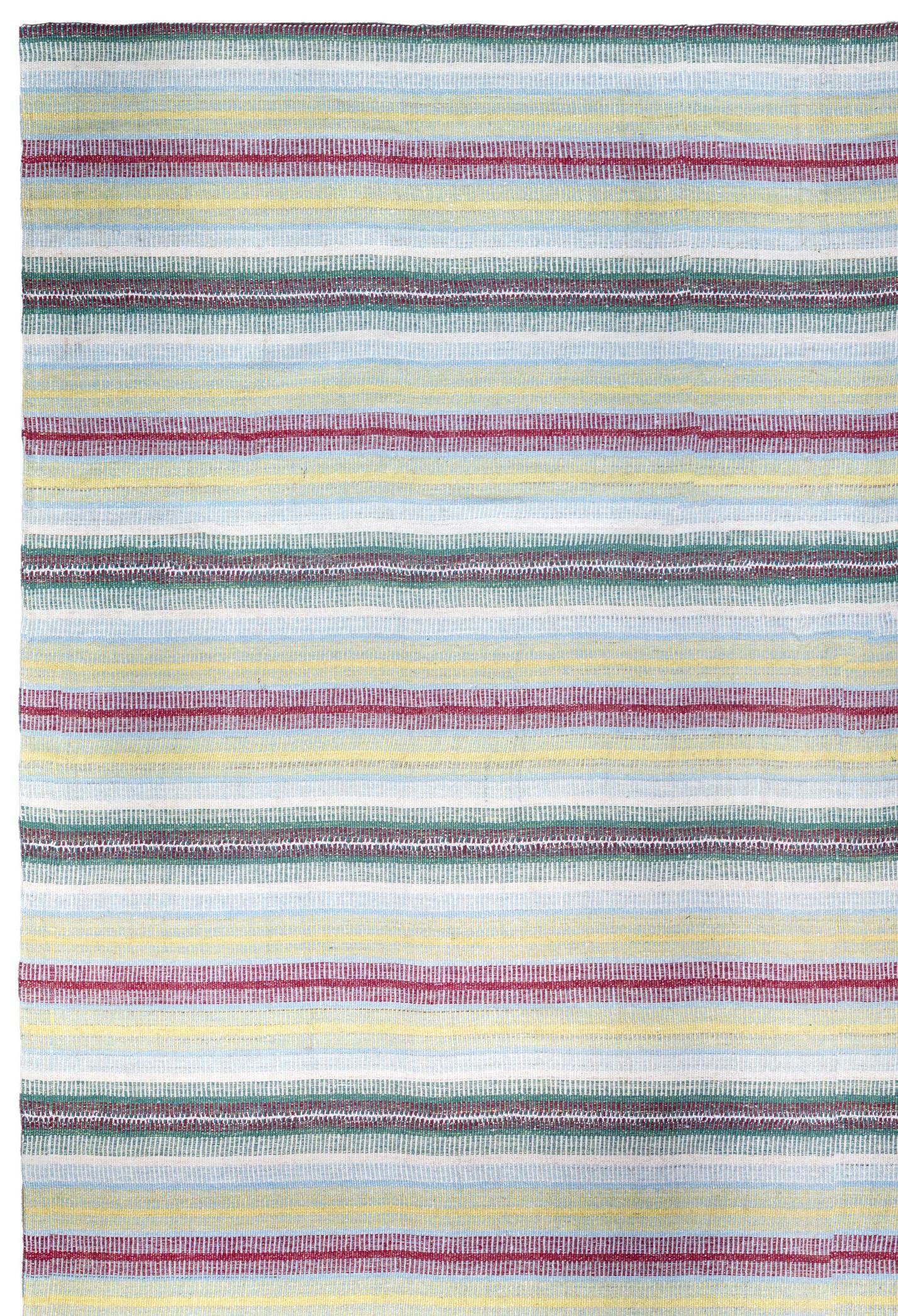Persiano Tappeto a righe - Tessuto a mano - Blu Giallo Rosso in vendita
