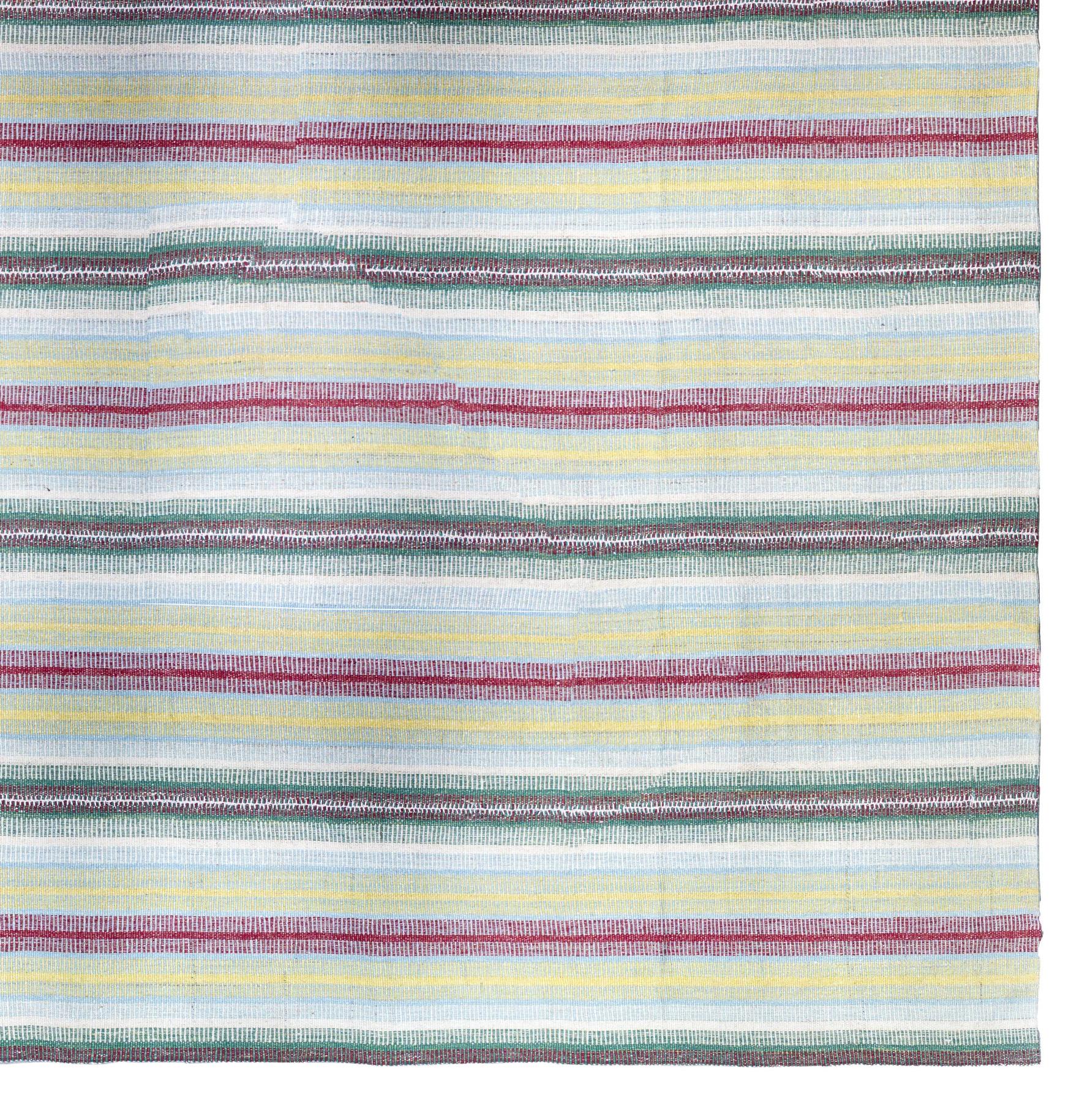 Tappeto a righe - Tessuto a mano - Blu Giallo Rosso In condizioni ottime in vendita a Dallas, TX
