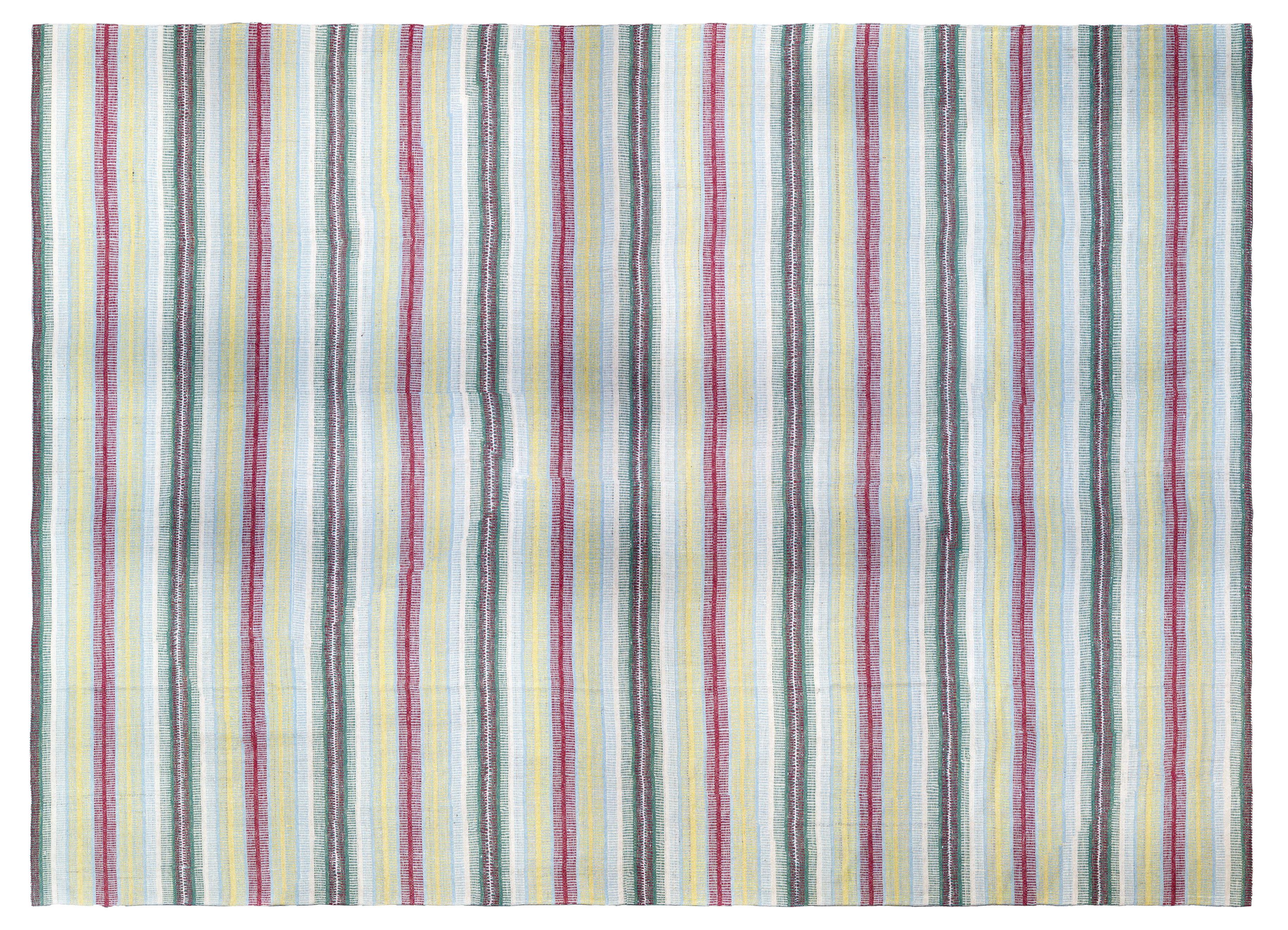 Tappeto a righe - Tessuto a mano - Blu Giallo Rosso in vendita 1