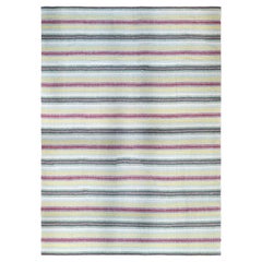 Striped Area Rug - Hand Woven - Blue Yellow Red