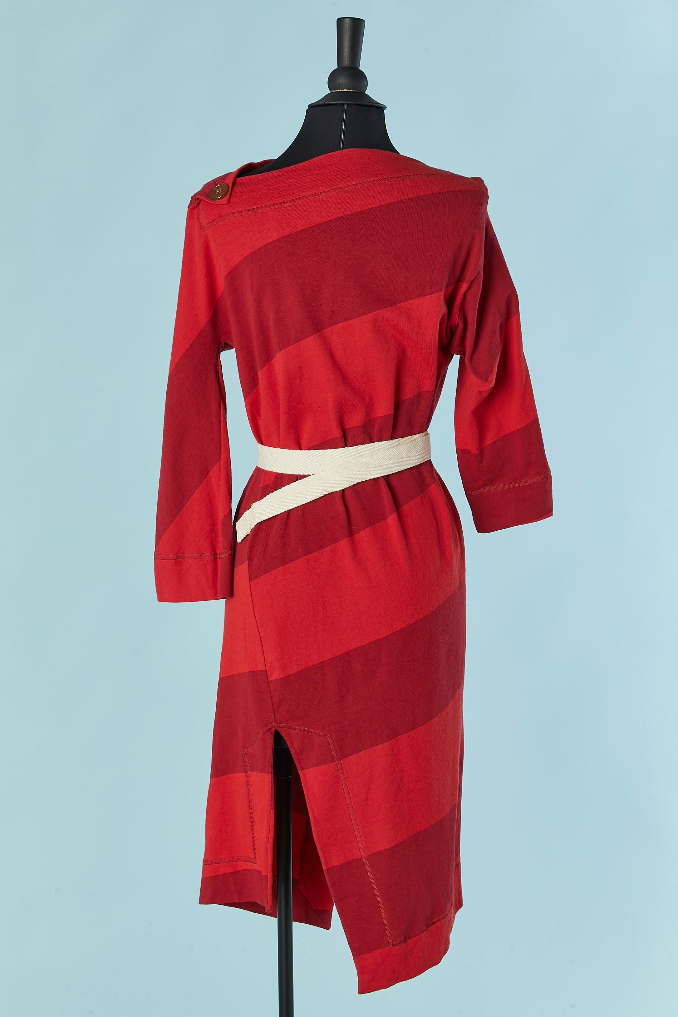 Vestido asimétrico de rayas de algodón con cinturón RED LABEL by VIVIENNE WESTWOOD en venta 1