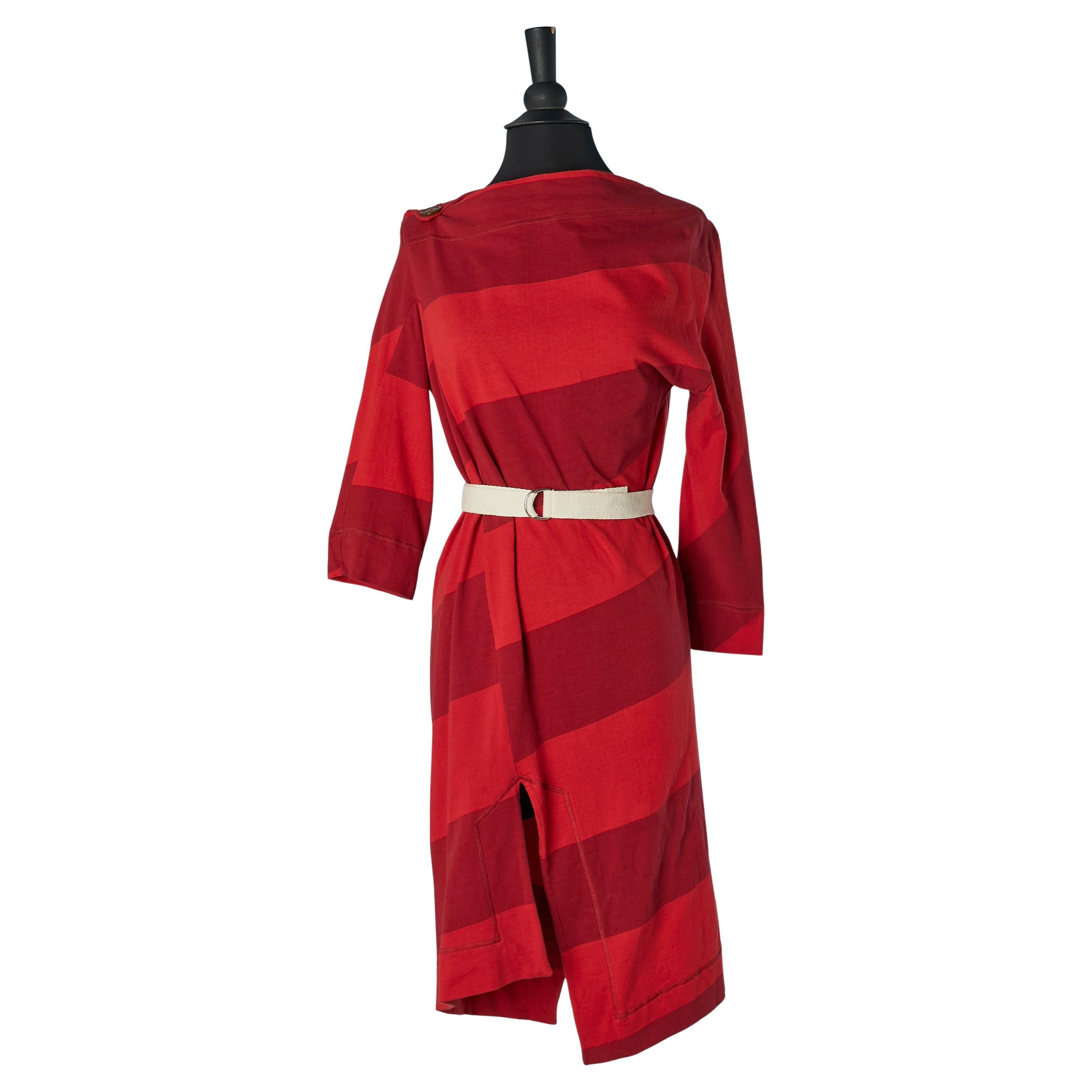 Vestido asimétrico de rayas de algodón con cinturón RED LABEL by VIVIENNE WESTWOOD en venta