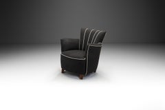 Striped Black Armchair, Europe 20th Century