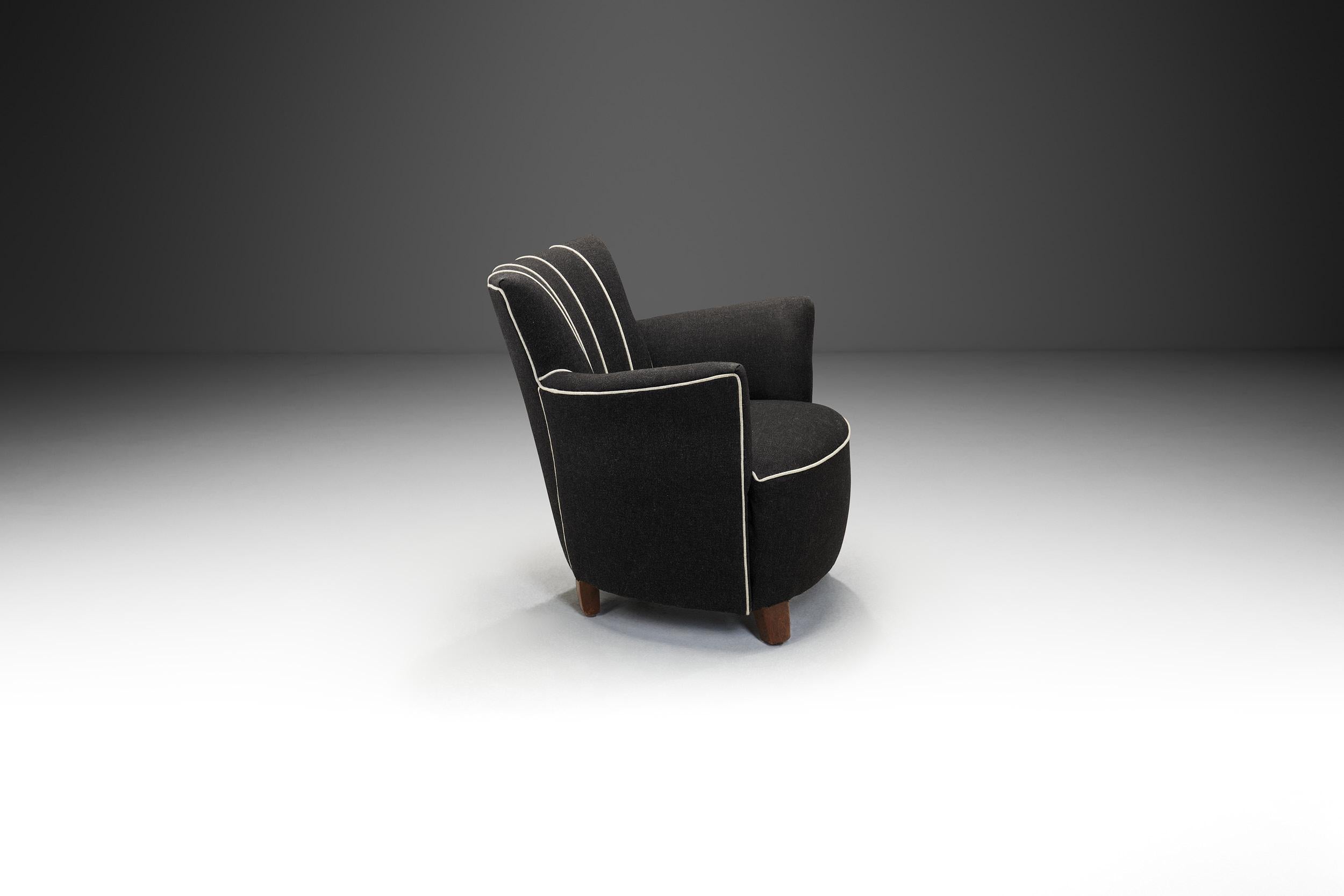 European Striped Black Armchair, Europe 20th Century For Sale