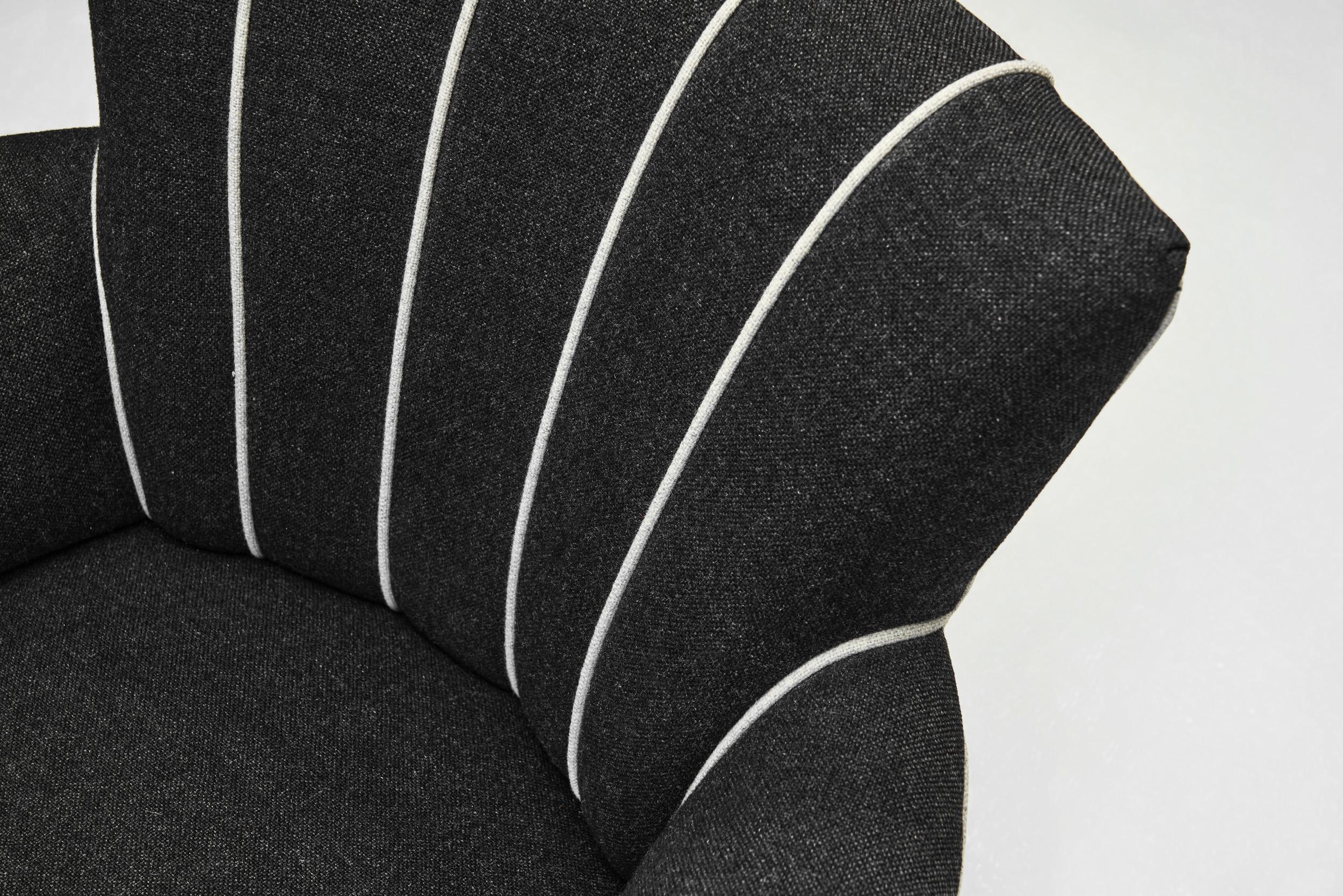 Striped Black Armchair, Europe 20th Century For Sale 2