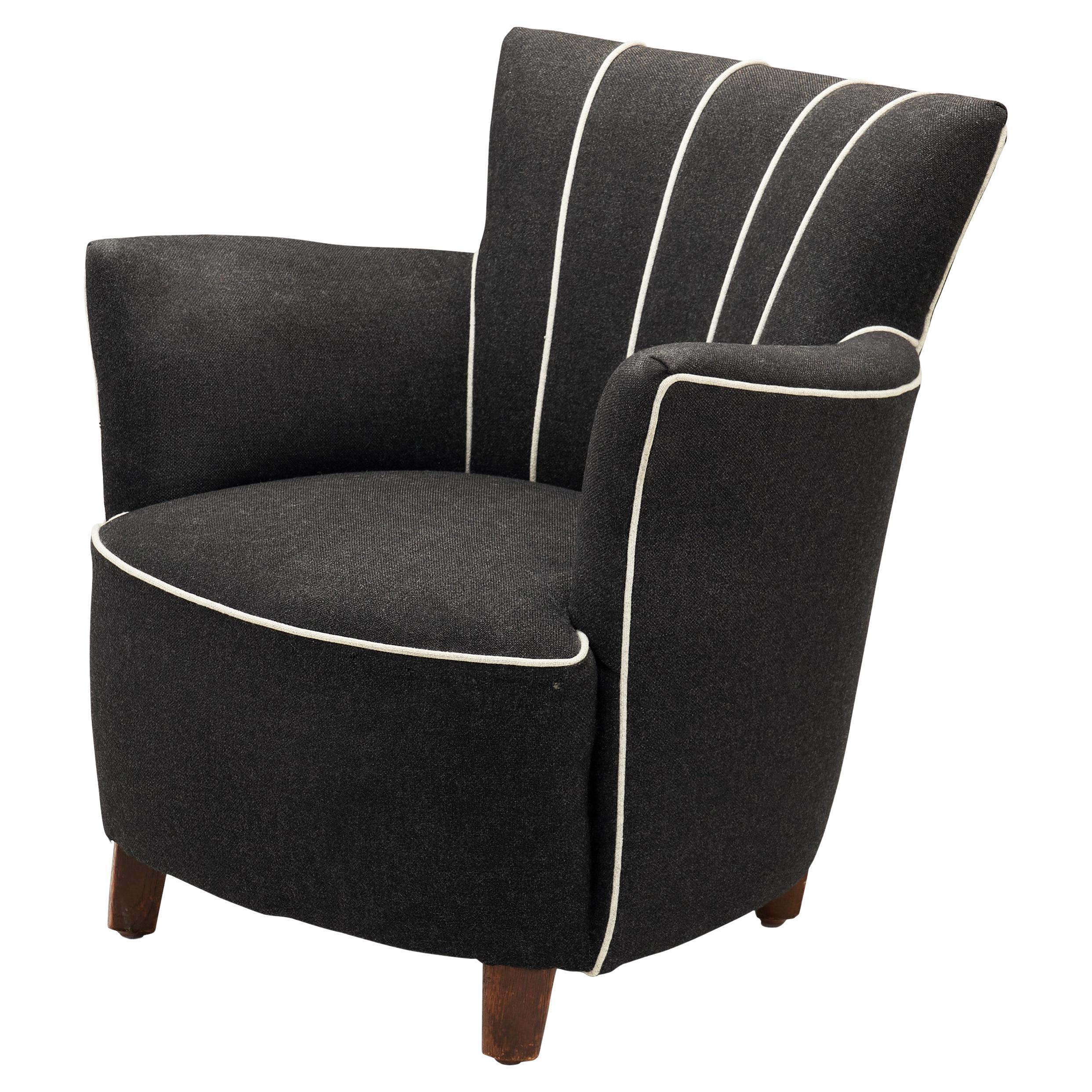 Striped Black Armchair, Europe 20th Century For Sale