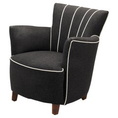 Striped Black Armchair, Europe 20th Century