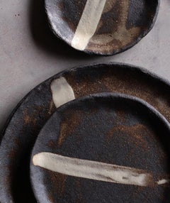 Striped Black Stoneware Dinnerware - Set of 6