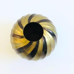 Striped Brass Sphere Vase