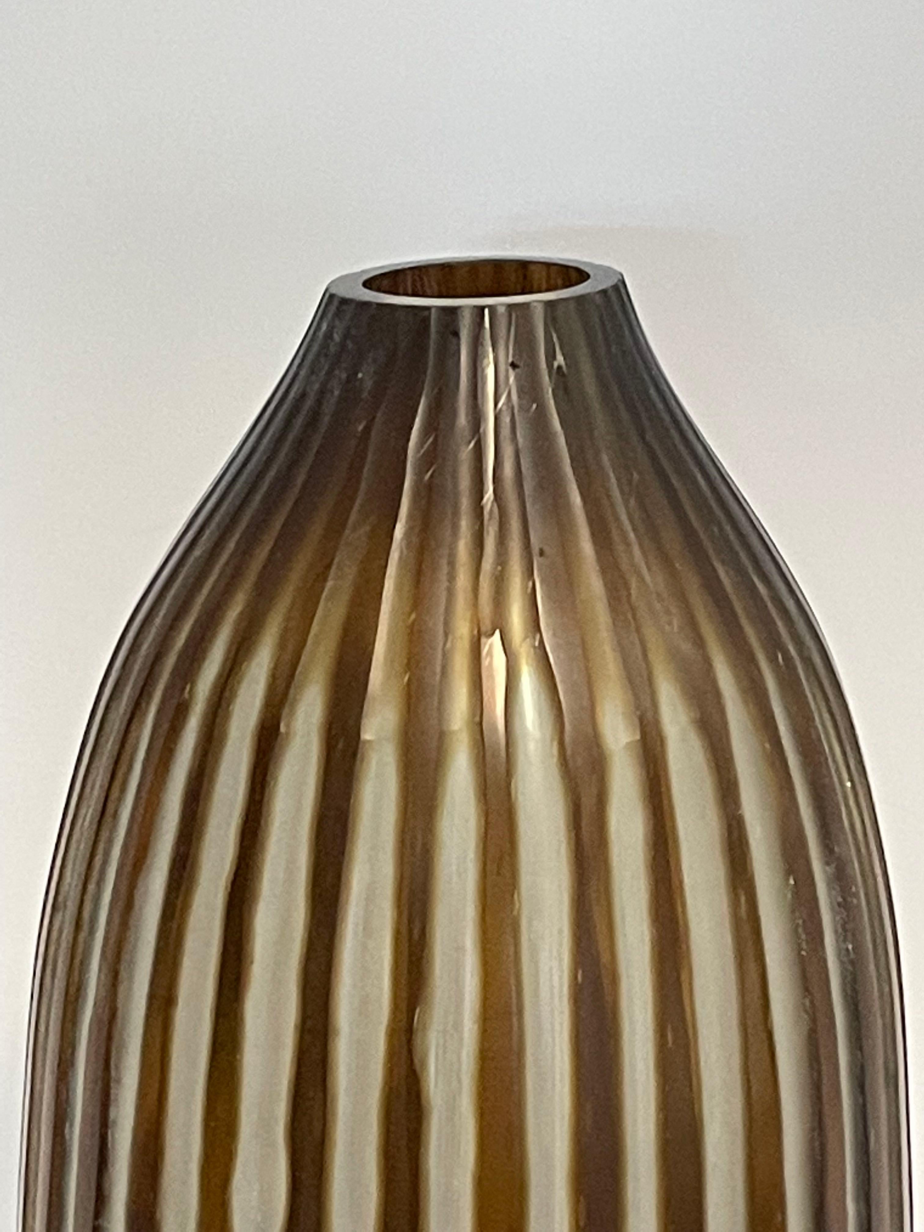 tall brown glass vase