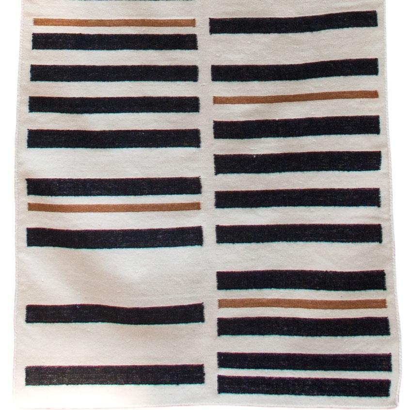 Indian Striped Brynn Handwoven Modern Wool Rug, Carpet and Durrie