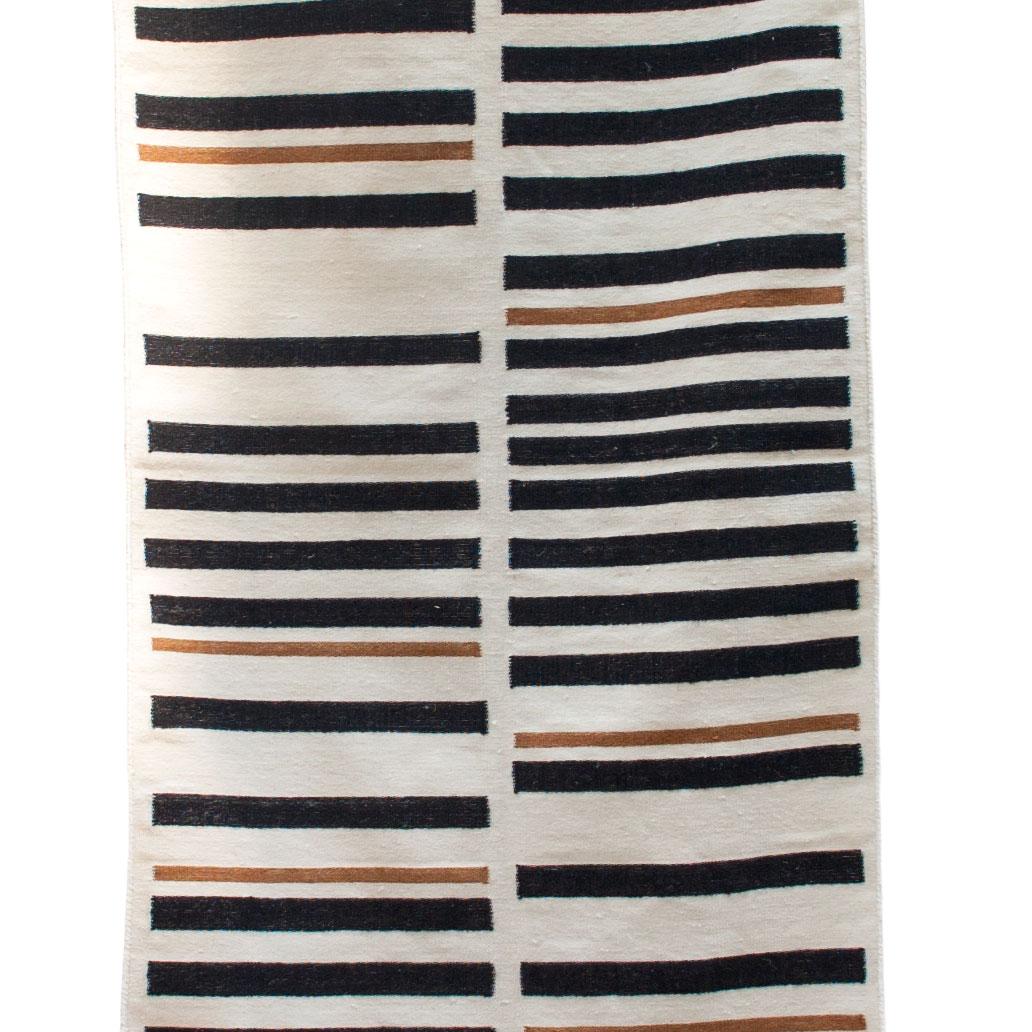 Hand-Woven Striped Brynn Handwoven Modern Wool Rug, Carpet and Durrie