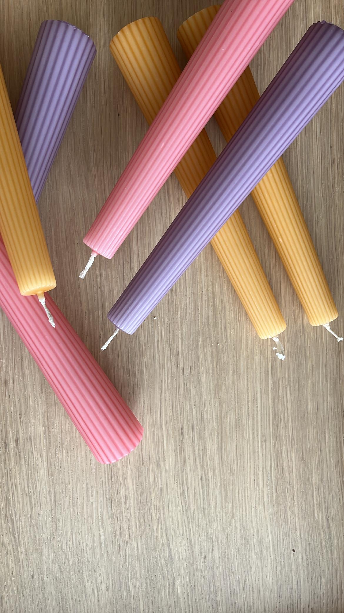 Mexican Handmade Color Striped Large Candle For Sale 6