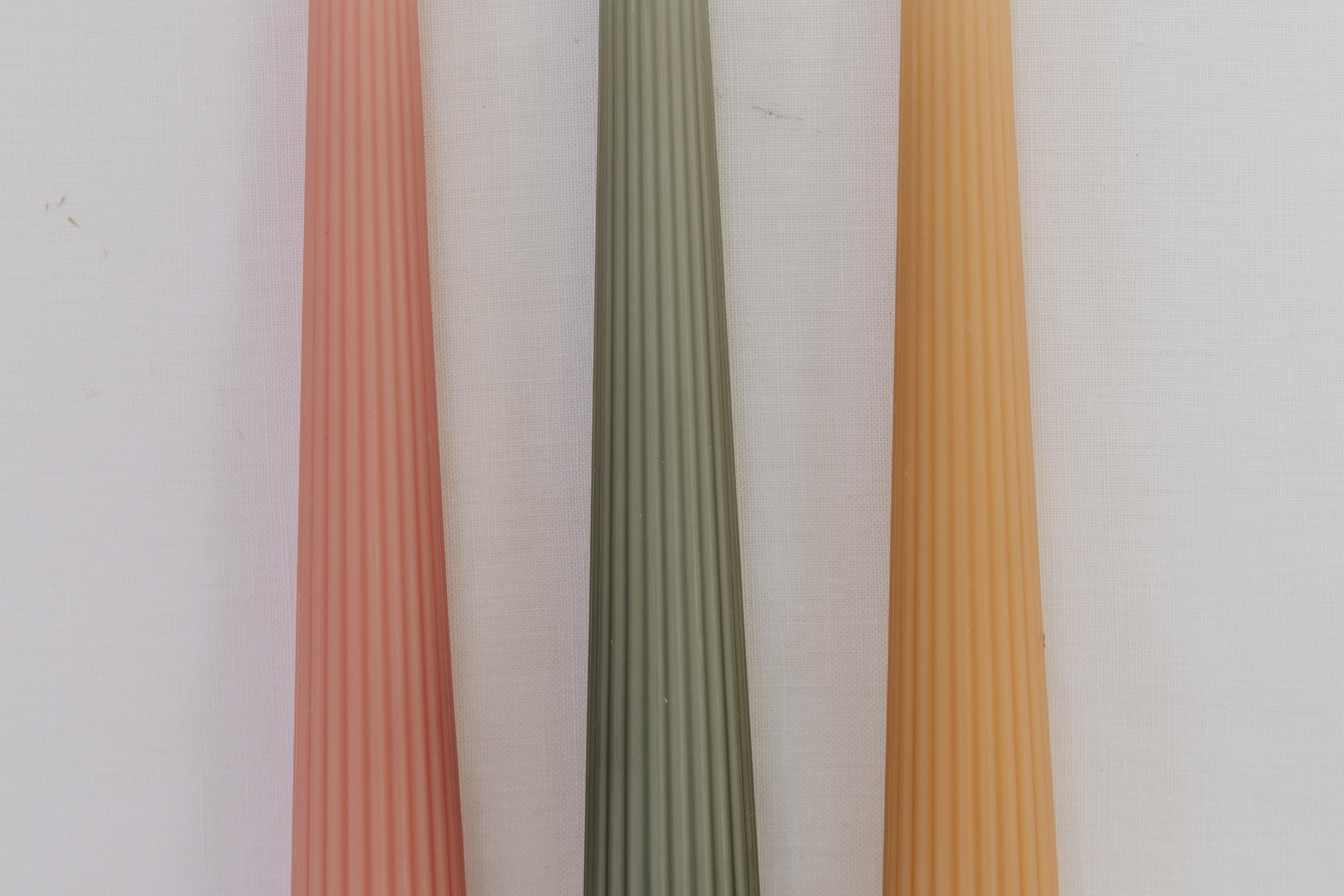 Hand-Carved Mexican Handmade Color Striped Large Candle For Sale