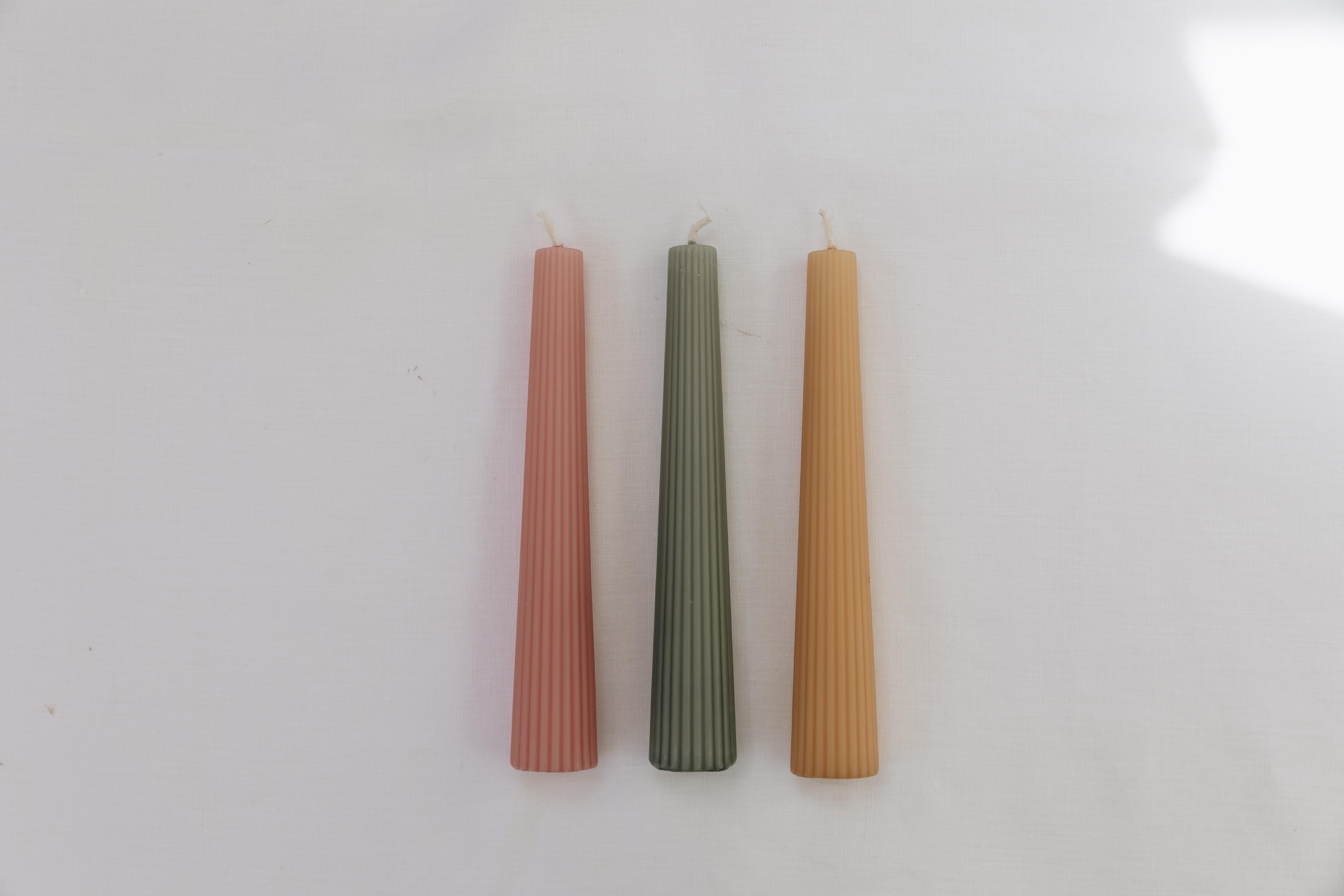 Mexican Handmade Color Striped Large Candle For Sale 4