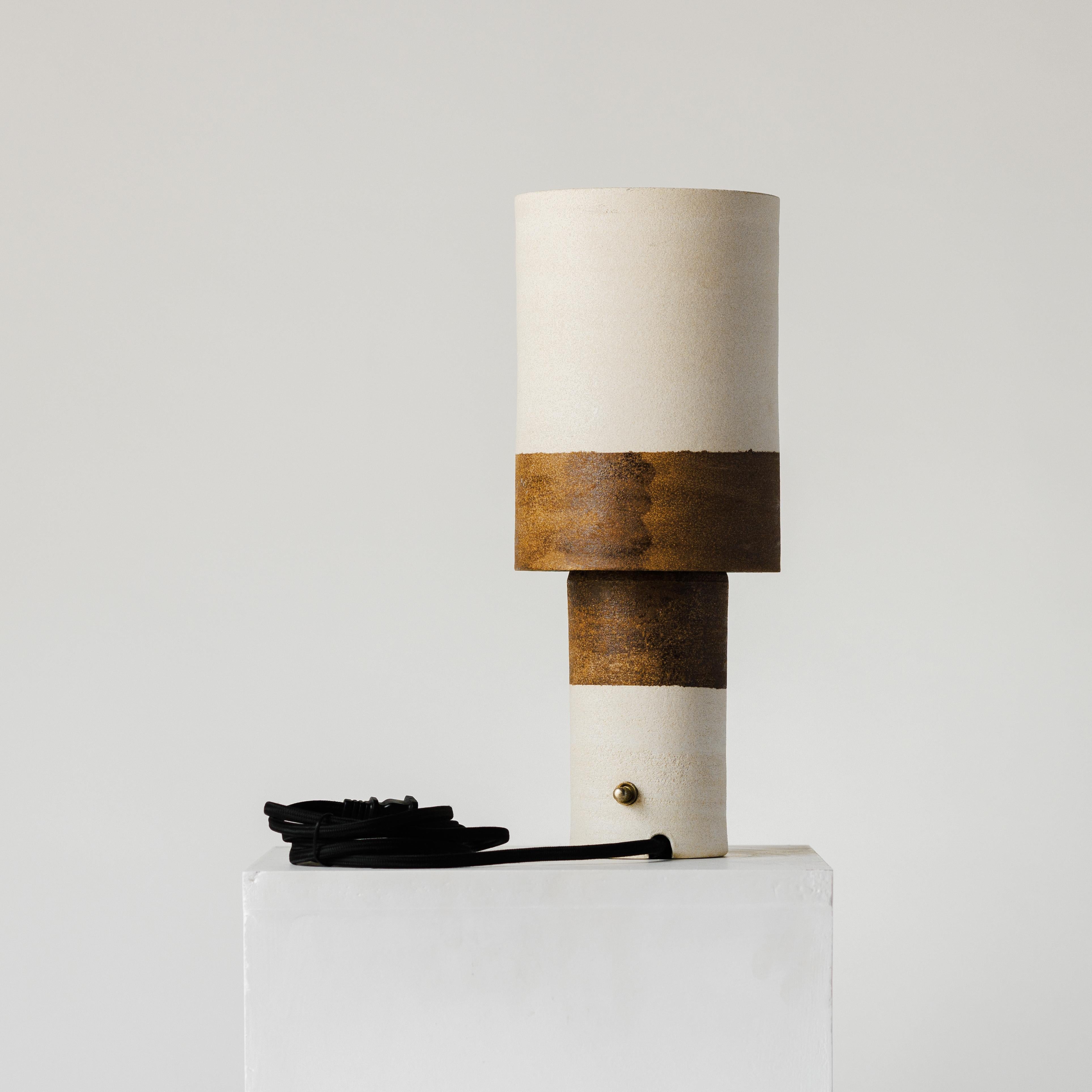 Mid-Century Modern Striped Ceramic Straight Walled Lamp For Sale