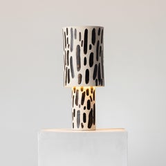 Striped Ceramic Straight Walled Lamp