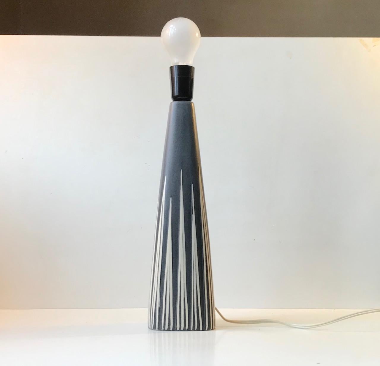 Mid-Century Modern Striped Ceramic Table Lamp by Svend Aage Holm-Sørensen for Søholm, 1960s For Sale
