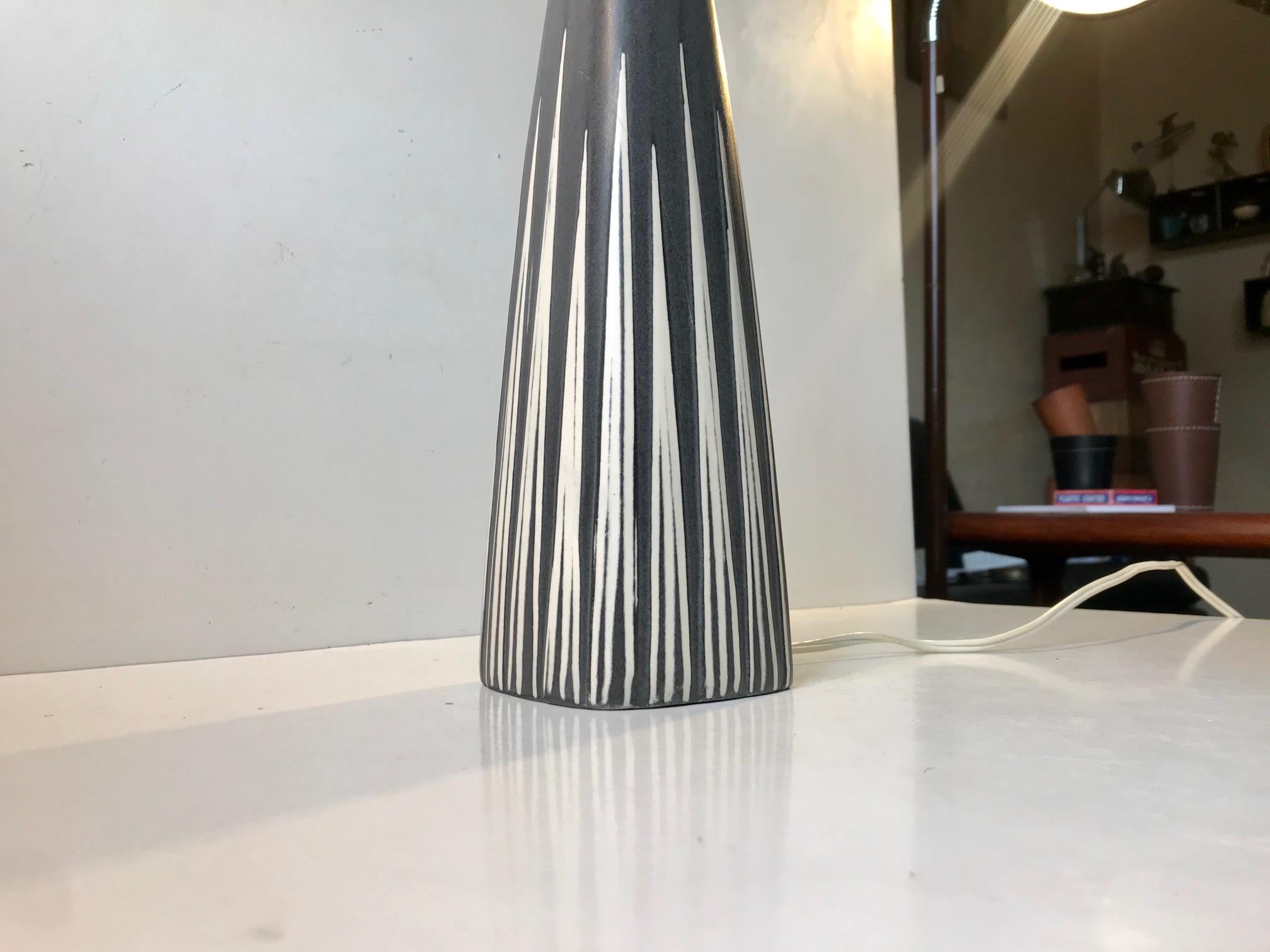 Mid-20th Century Striped Ceramic Table Lamp by Svend Aage Holm-Sørensen for Søholm, 1960s For Sale