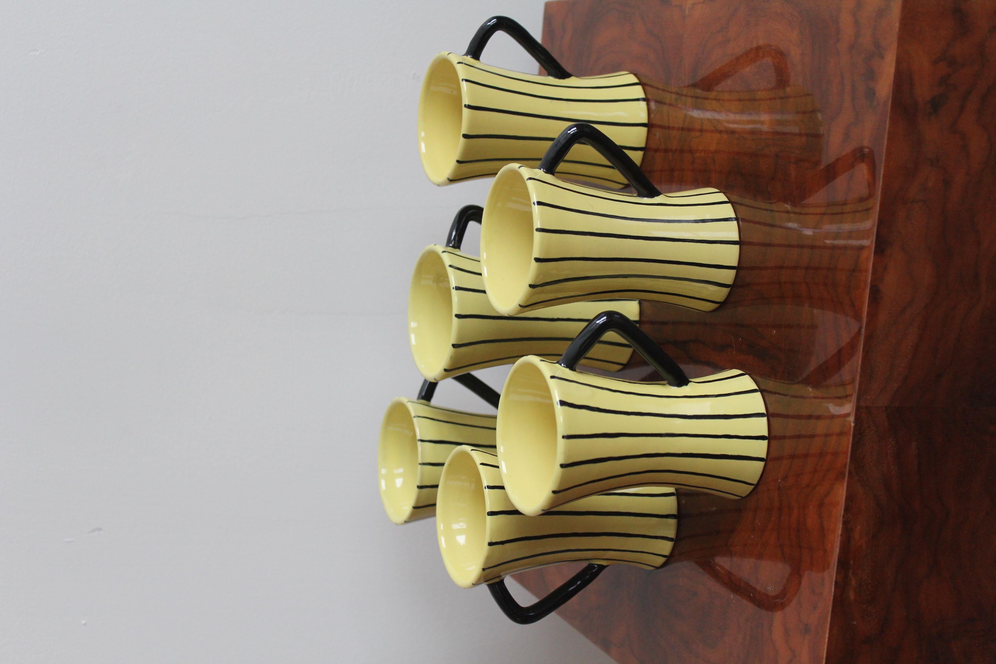 Mid-20th Century Striped Ceramic Tea Set by San Polo Otello Rosa For Sale