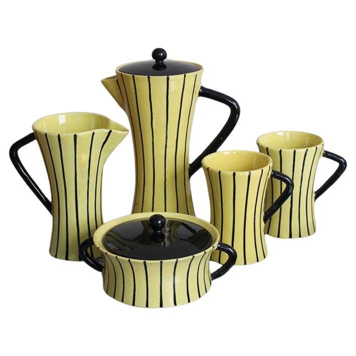 Striped Ceramic Tea Set by San Polo Otello Rosa For Sale