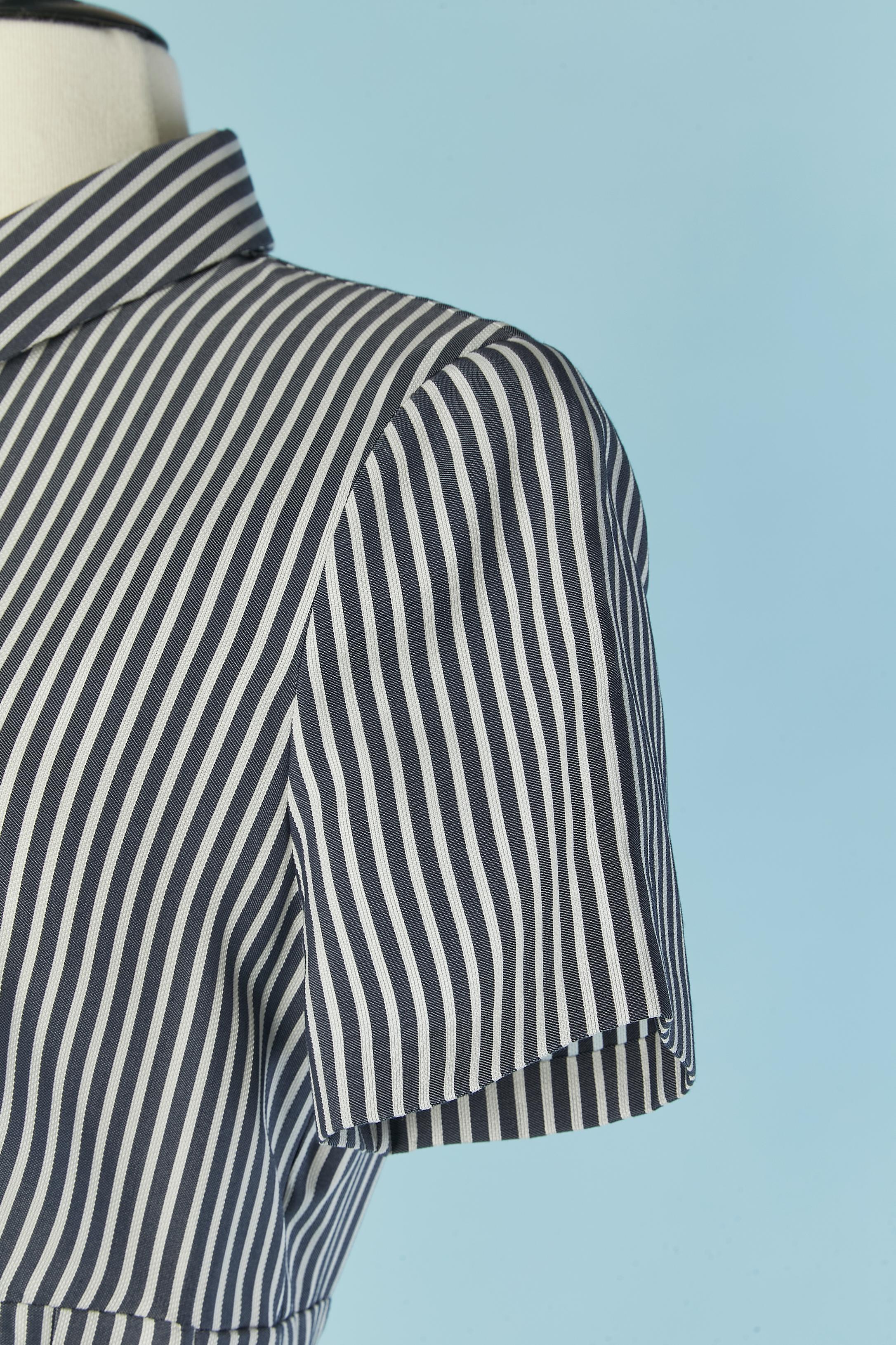 Gray Striped chemise dress with short sleeve Christian Dior Circa 2020 For Sale