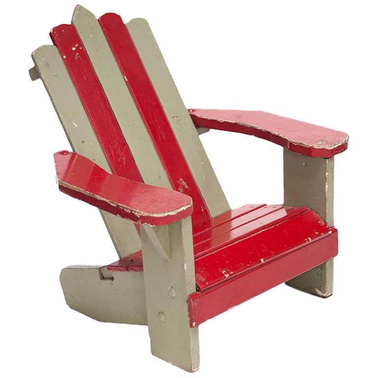 Striped Child Adirondack Chair, Designer Unknown, USA, 1930s For Sale