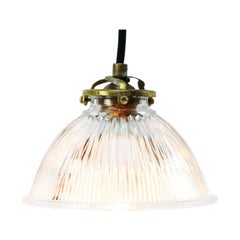 Striped Clear Glass Industrial Holophane Hanging Pendants Lights