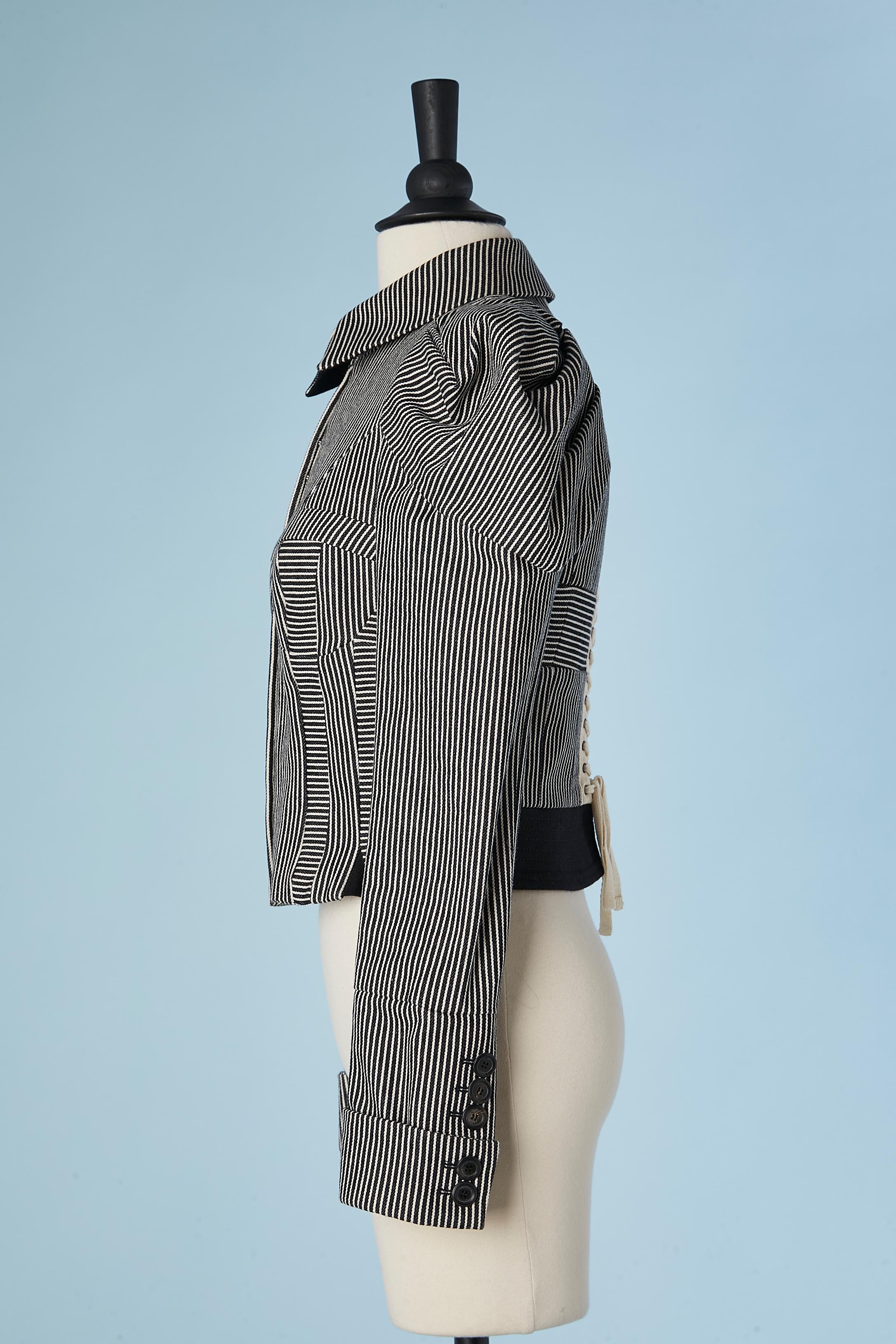 Striped cotton backlaced  jacket with cut-work on the bust Louis Vuitton  2