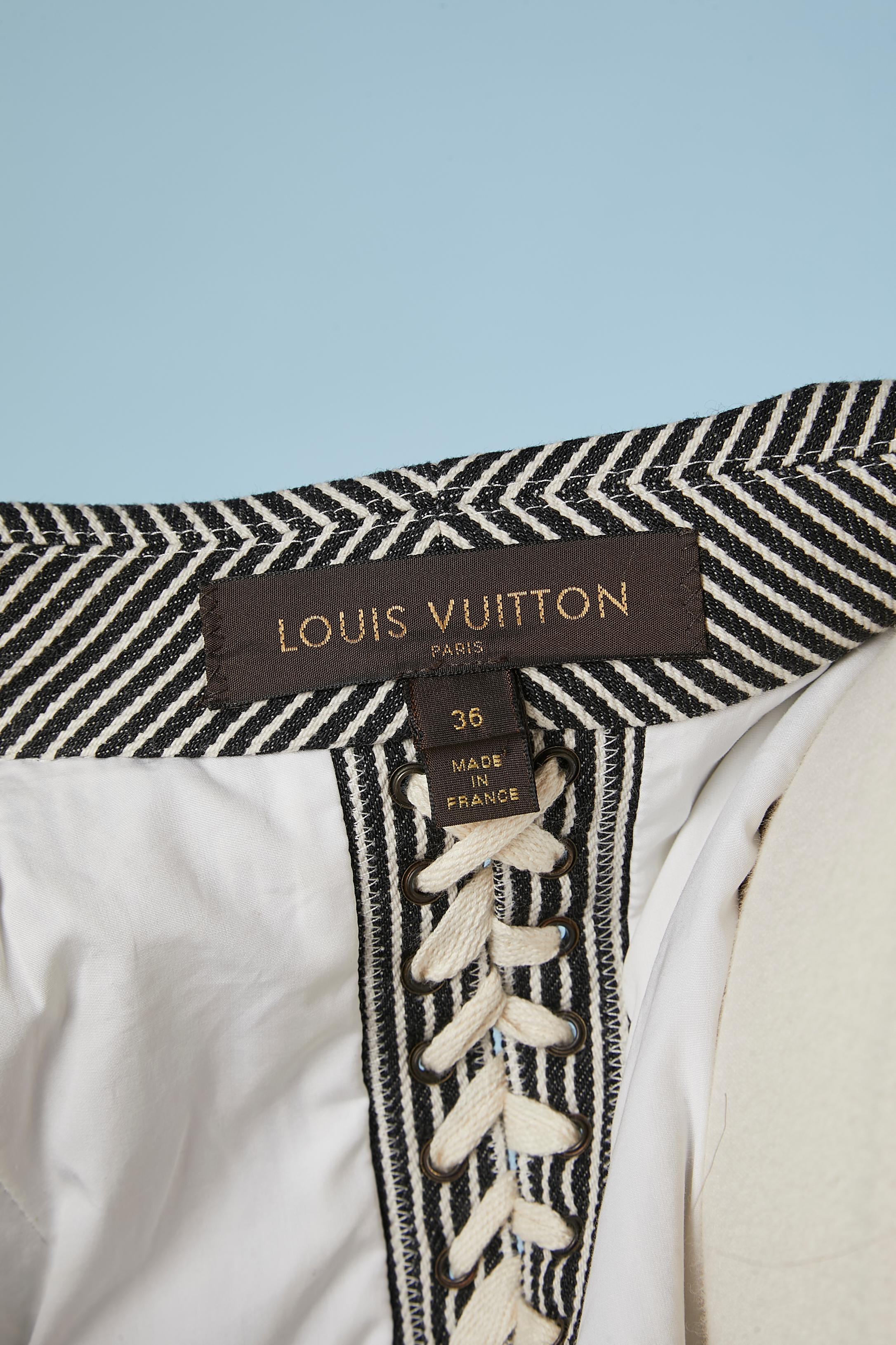 Striped cotton backlaced  jacket with cut-work on the bust Louis Vuitton  4