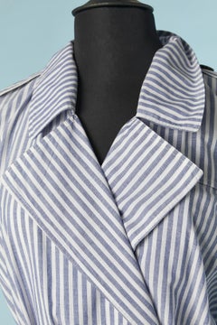 Striped cotton double-breasted day dress with trench-coat style Burberry