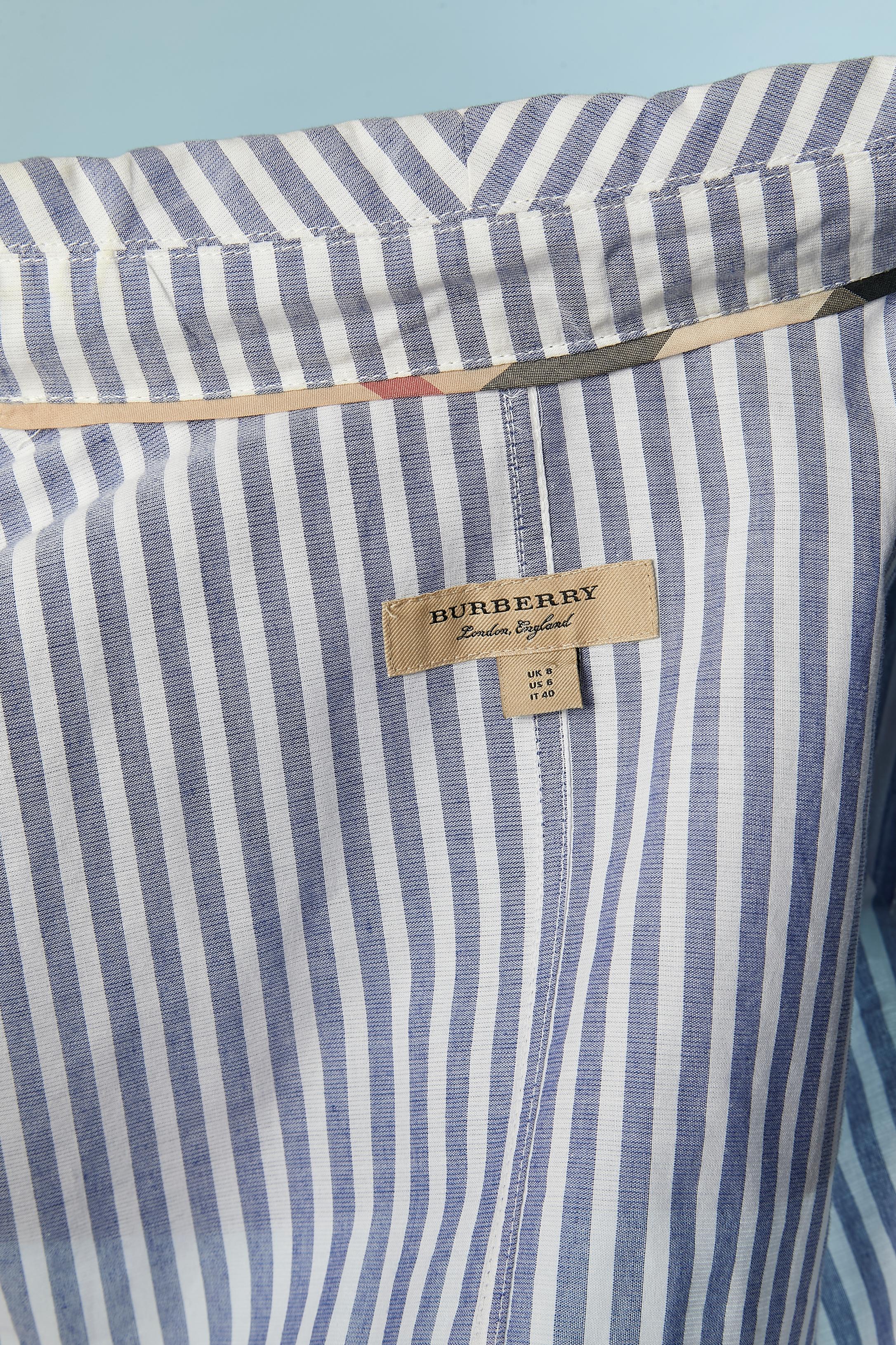 Striped cotton double-breasted day dress with trench-coat style Burberry For Sale 3