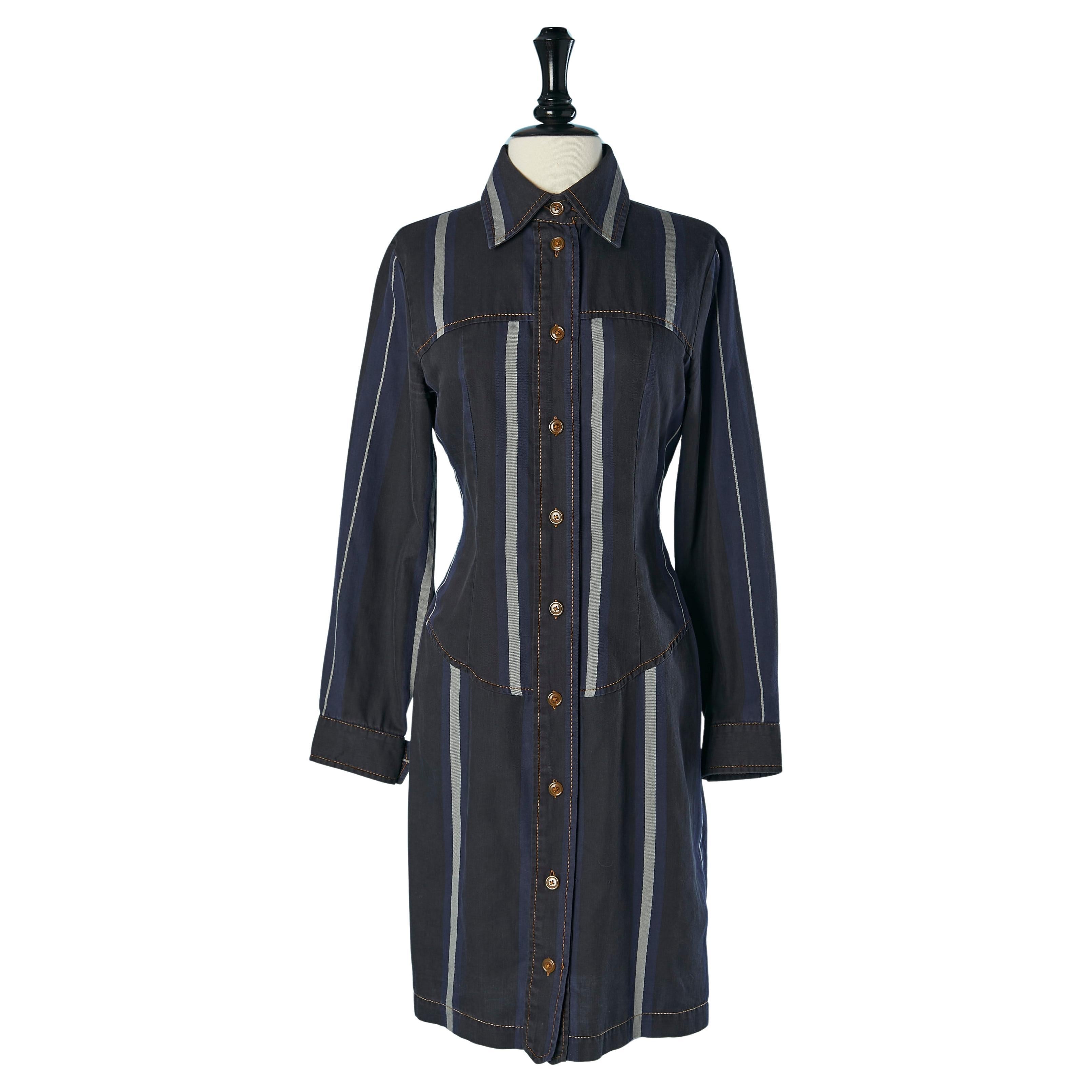 Striped cotton shirt dress RED LABEL by VIVIENNE WESTWOOD For Sale