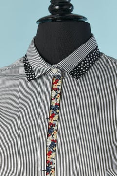 Striped cotton shirt with flower and polka dots print  Paul Smith Black Label