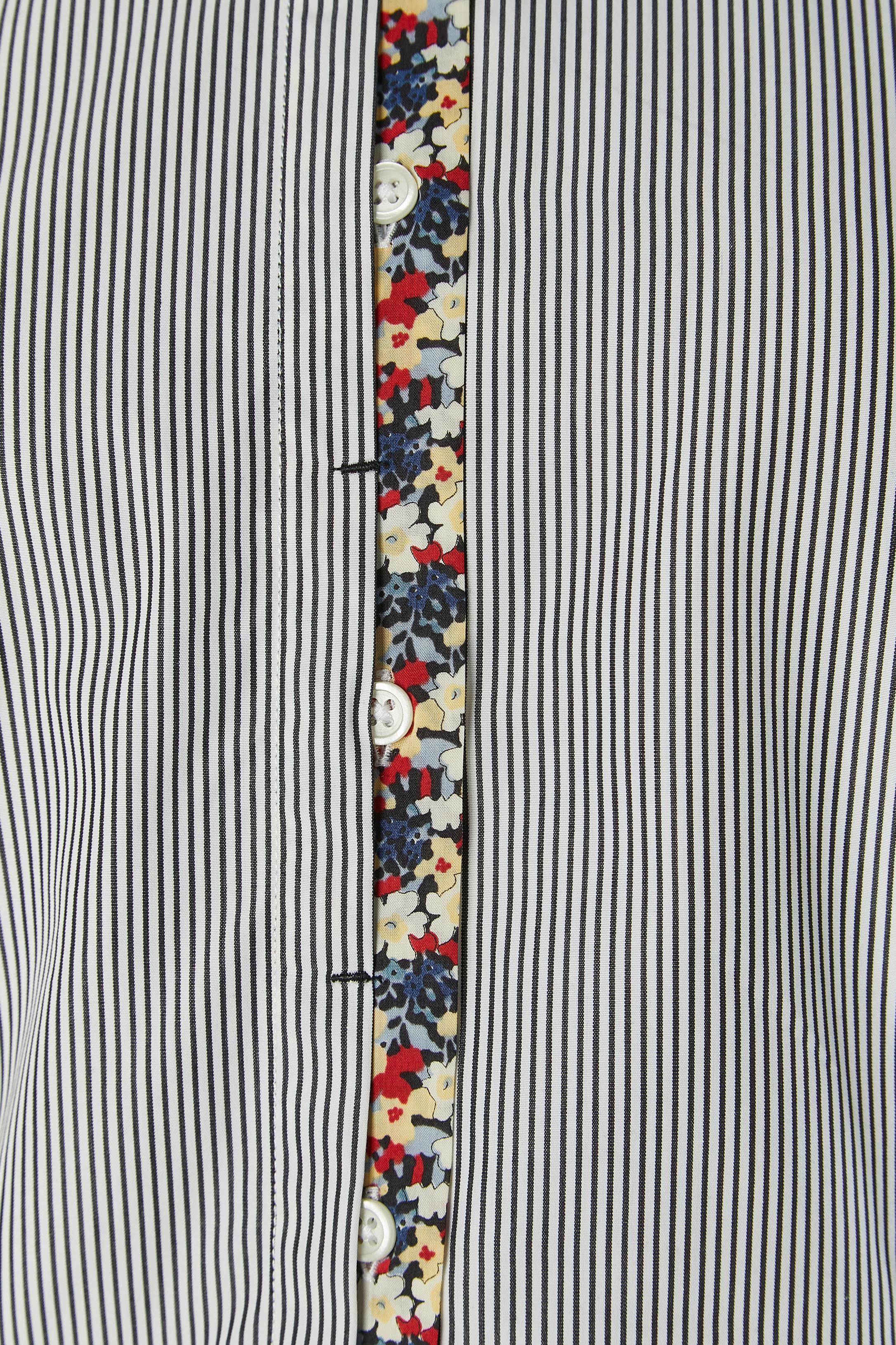 Gestreiftes Baumwollhemd mit Blumen- und Tupfendruck  Paul Smith Schwarzes Label im Zustand „Hervorragend“ im Angebot in Saint-Ouen-Sur-Seine, FR