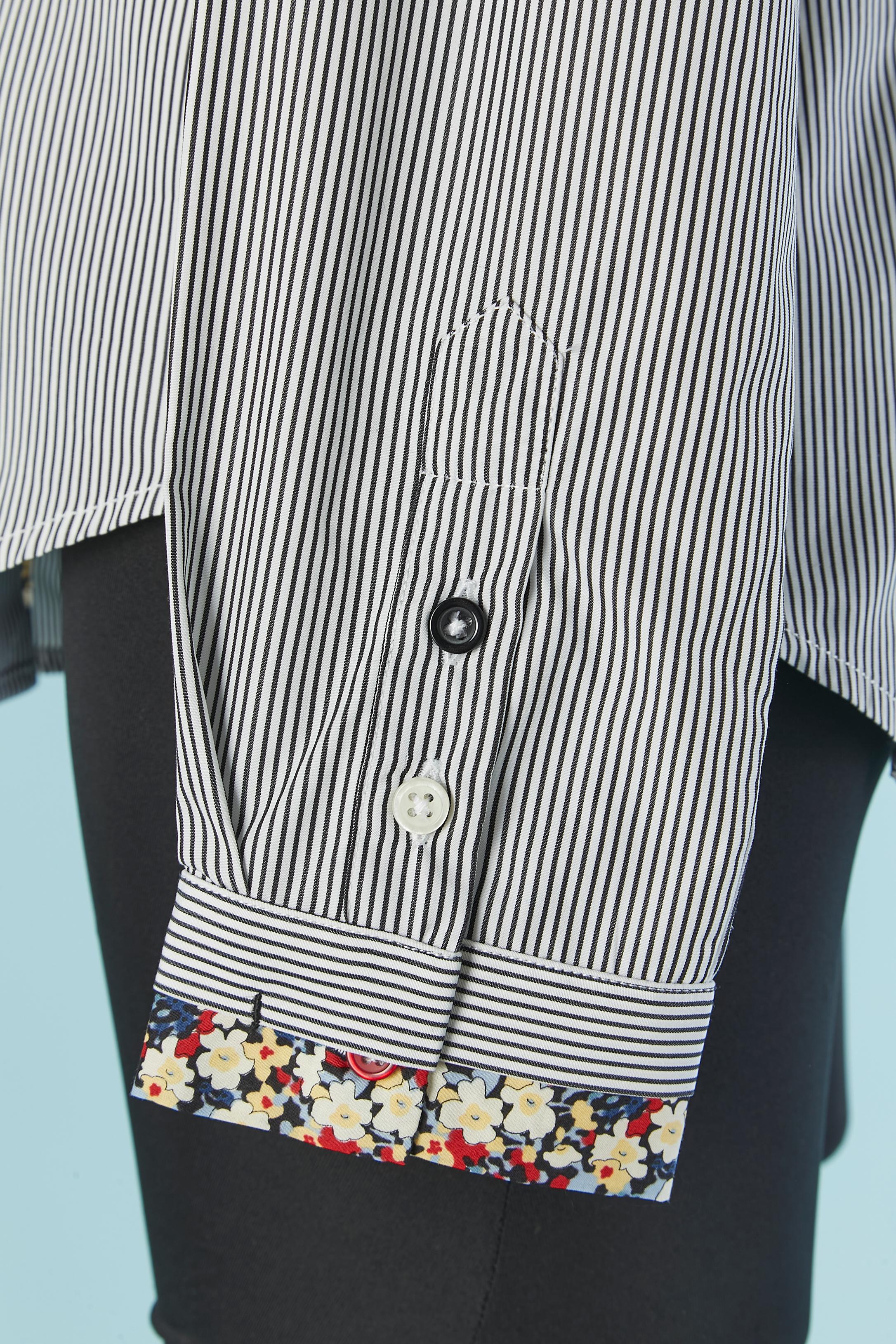 Gestreiftes Baumwollhemd mit Blumen- und Tupfendruck  Paul Smith Schwarzes Label im Angebot 1