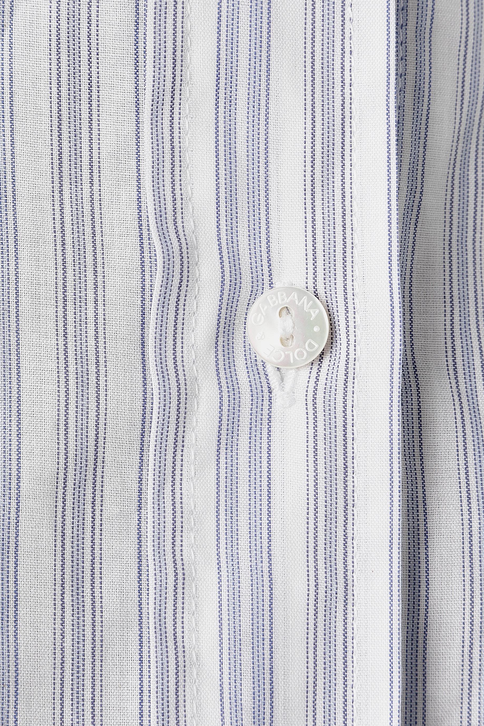Camicia in cotone a righe con ricami di perle e perline Dolce & Gabbana In condizioni ottime in vendita a Saint-Ouen-Sur-Seine, FR