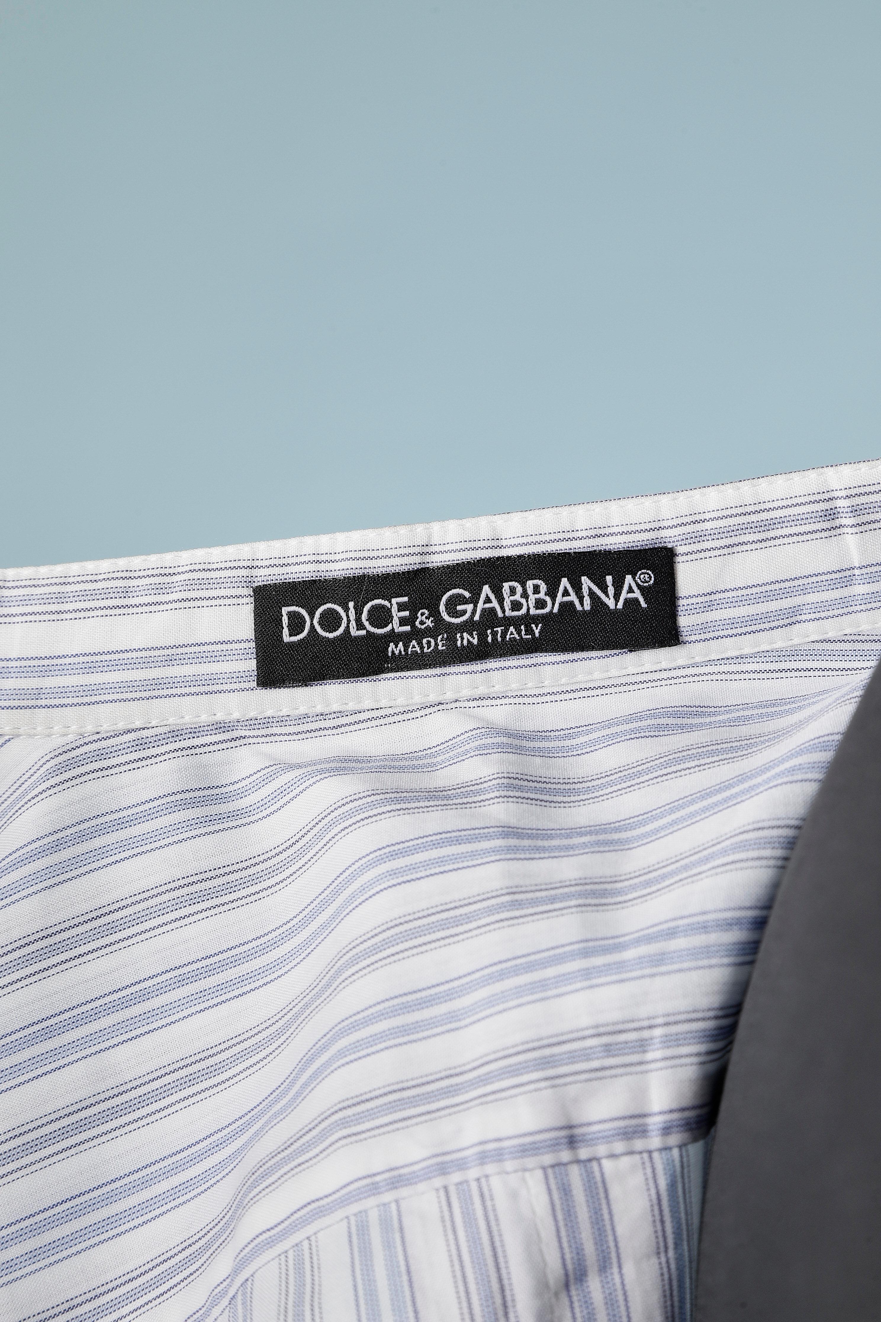 Gestreiftes Baumwollhemd mit Perlen- und Perlenstickereien von Dolce & Gabbana  im Angebot 2