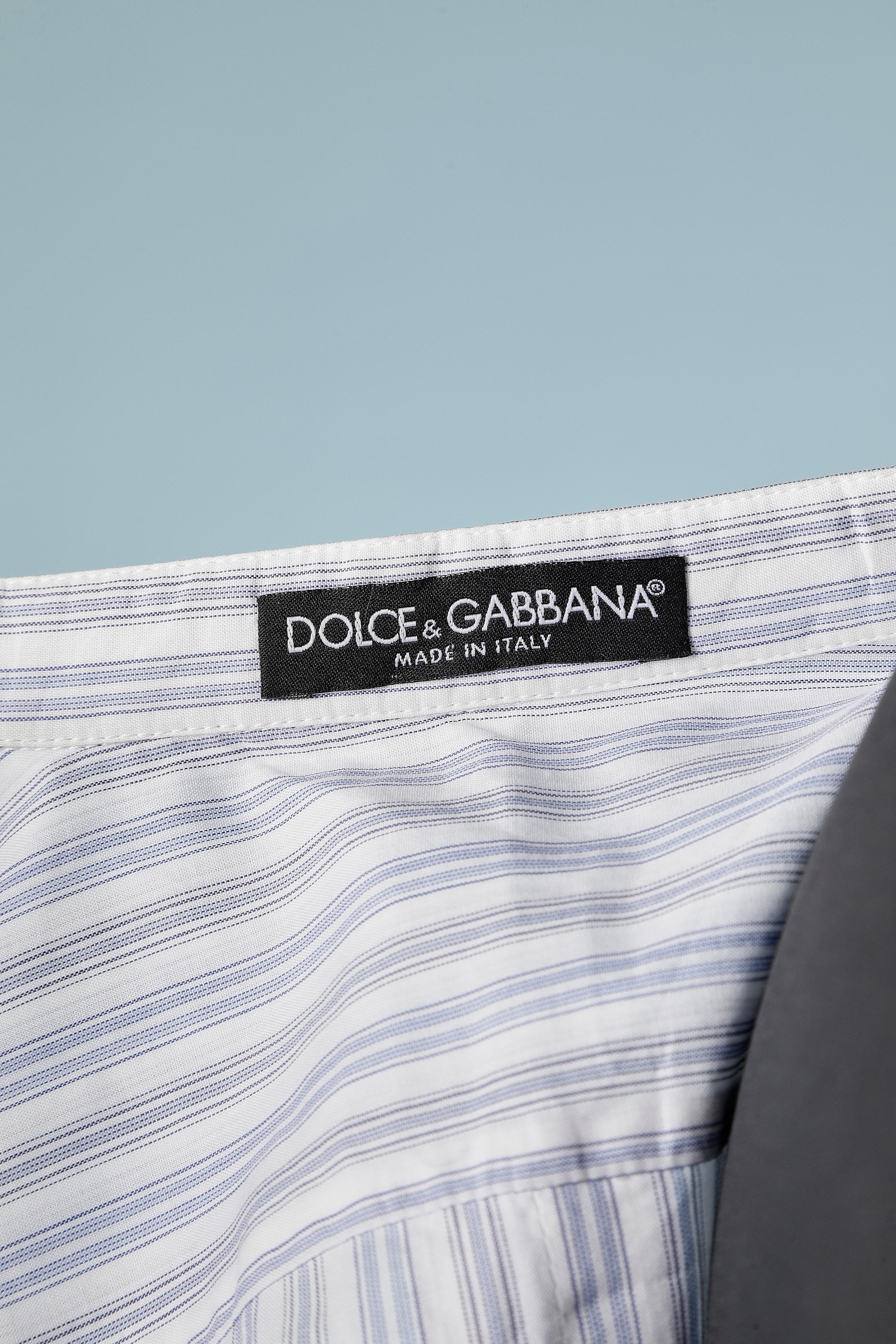 Camicia in cotone a righe con ricami di perle e perline Dolce & Gabbana in vendita 2