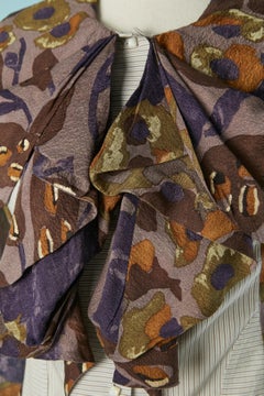 Striped cotton shirt with printed draped silk chiffon KENZO