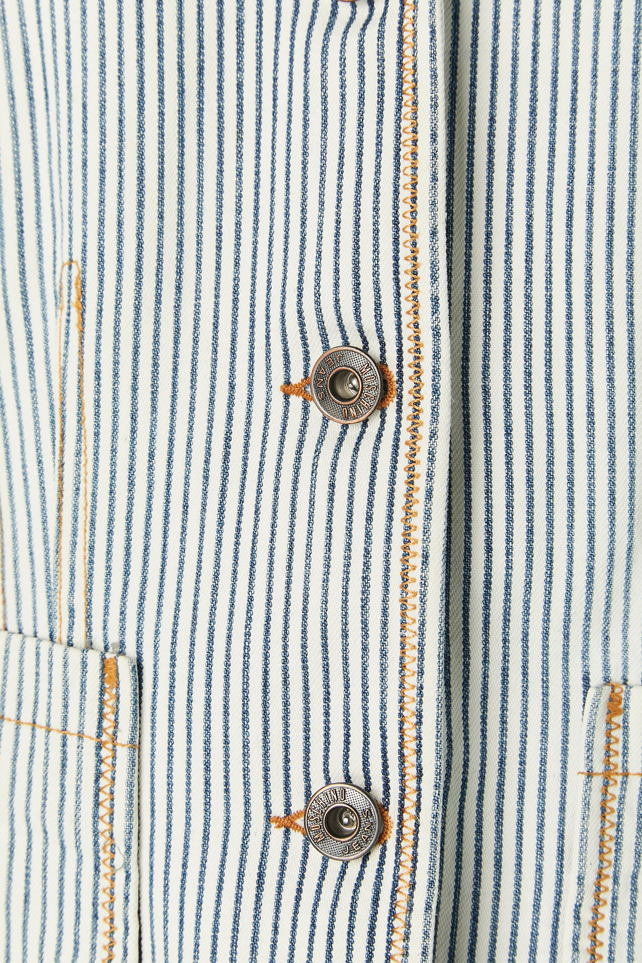 Striped cotton single-breasted jacket Moschino Jeans  In Excellent Condition For Sale In Saint-Ouen-Sur-Seine, FR