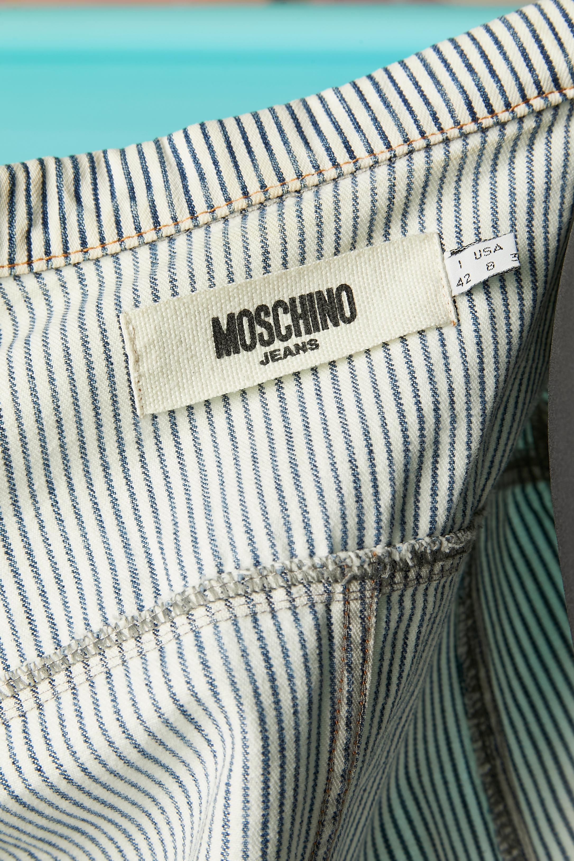 Gestreifte einreihige Baumwolljacke Moschino Jeans aus Baumwolle  im Angebot 2