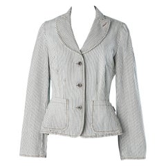 Gestreifte einreihige Baumwolljacke Moschino Jeans aus Baumwolle