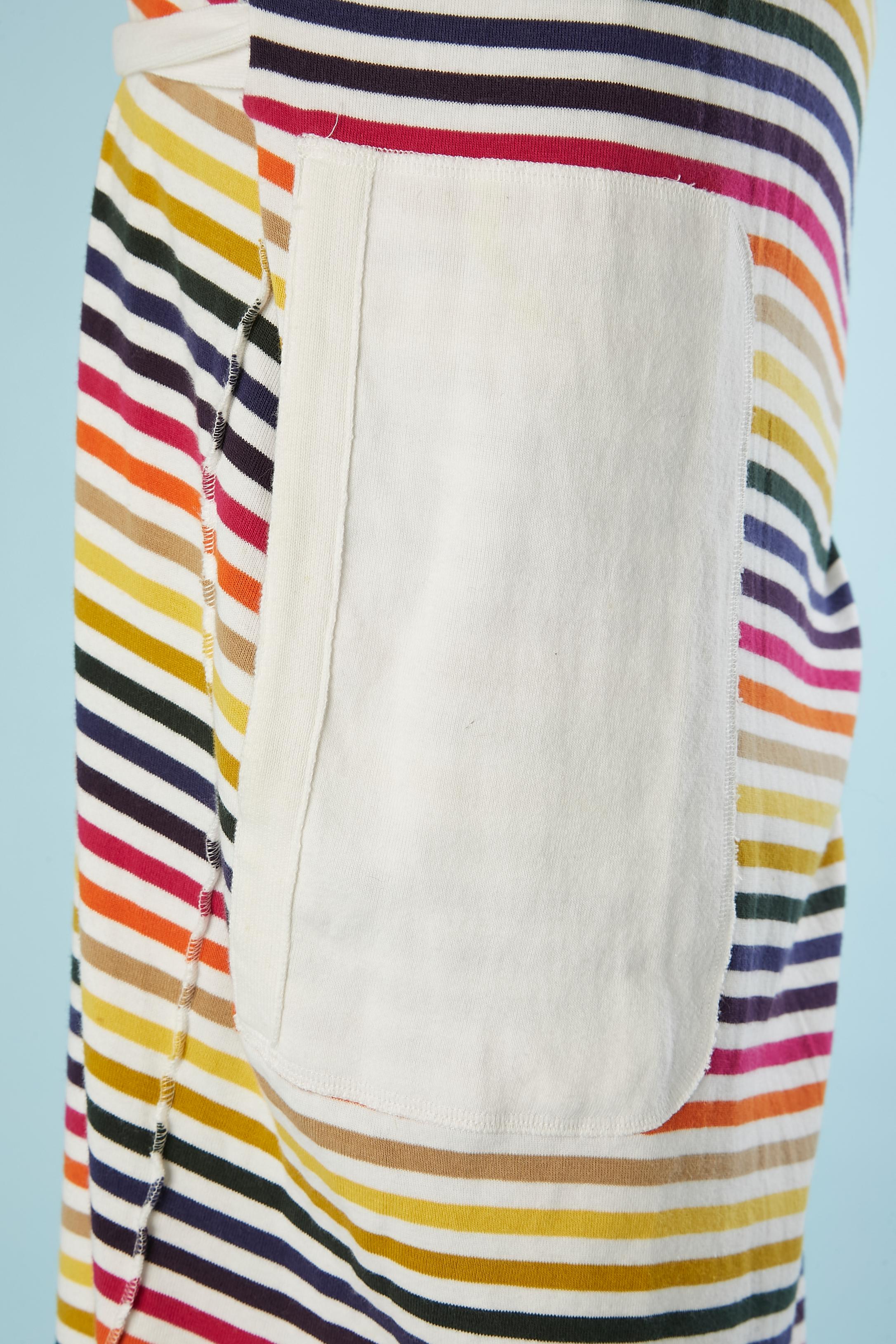 Gestreifter, mit Baumwolle umwickelter Robe mit Tasche und Kapuze Sonia Rykiel  im Zustand „Hervorragend“ im Angebot in Saint-Ouen-Sur-Seine, FR