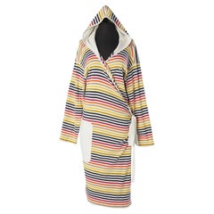 Striped cotton wraped Robe with pocket and hood Sonia Rykiel 