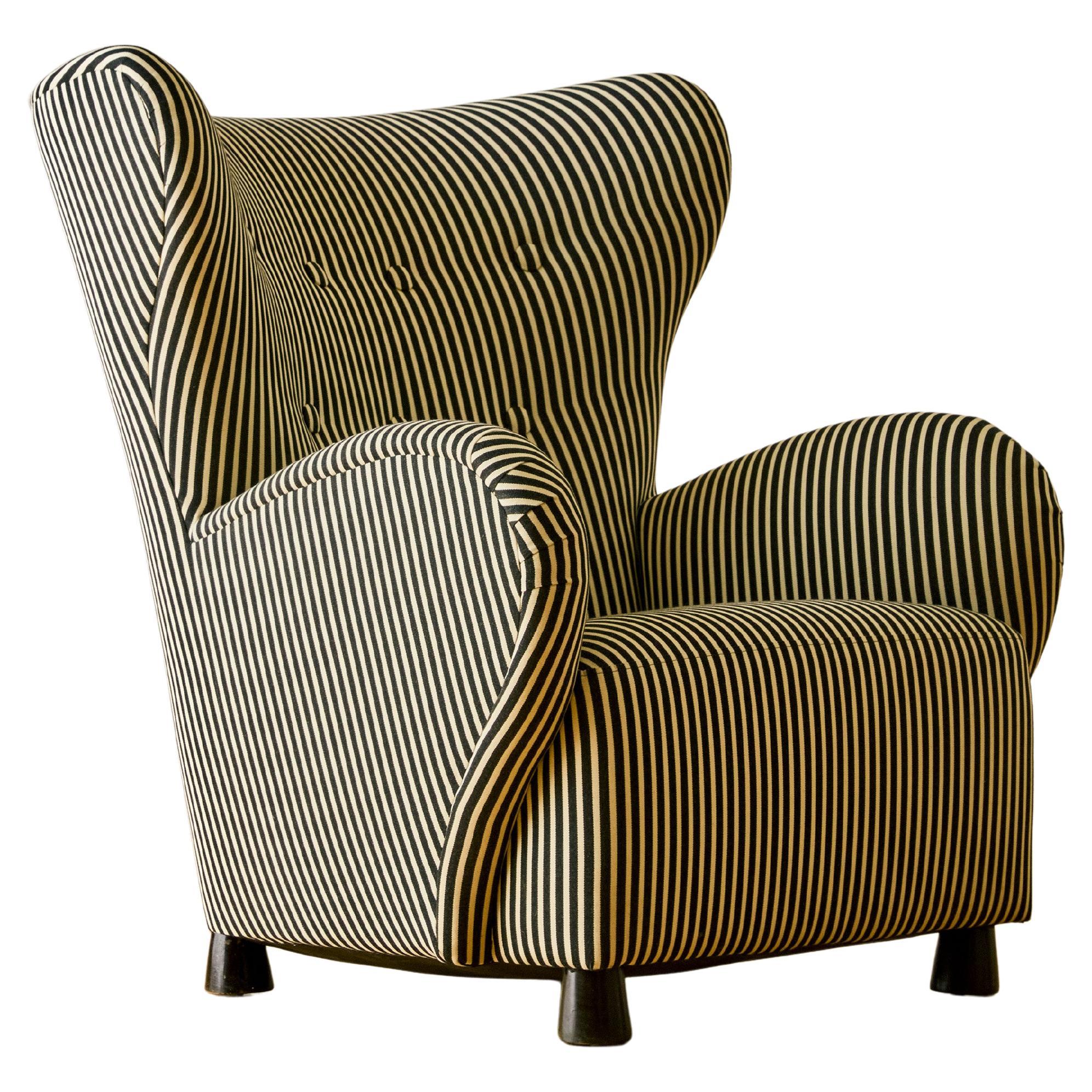 Striped Danish Armchair Attr. to Flemming Lassen
