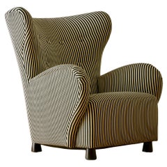 Striped Danish Armchair Attr. to Flemming Lassen