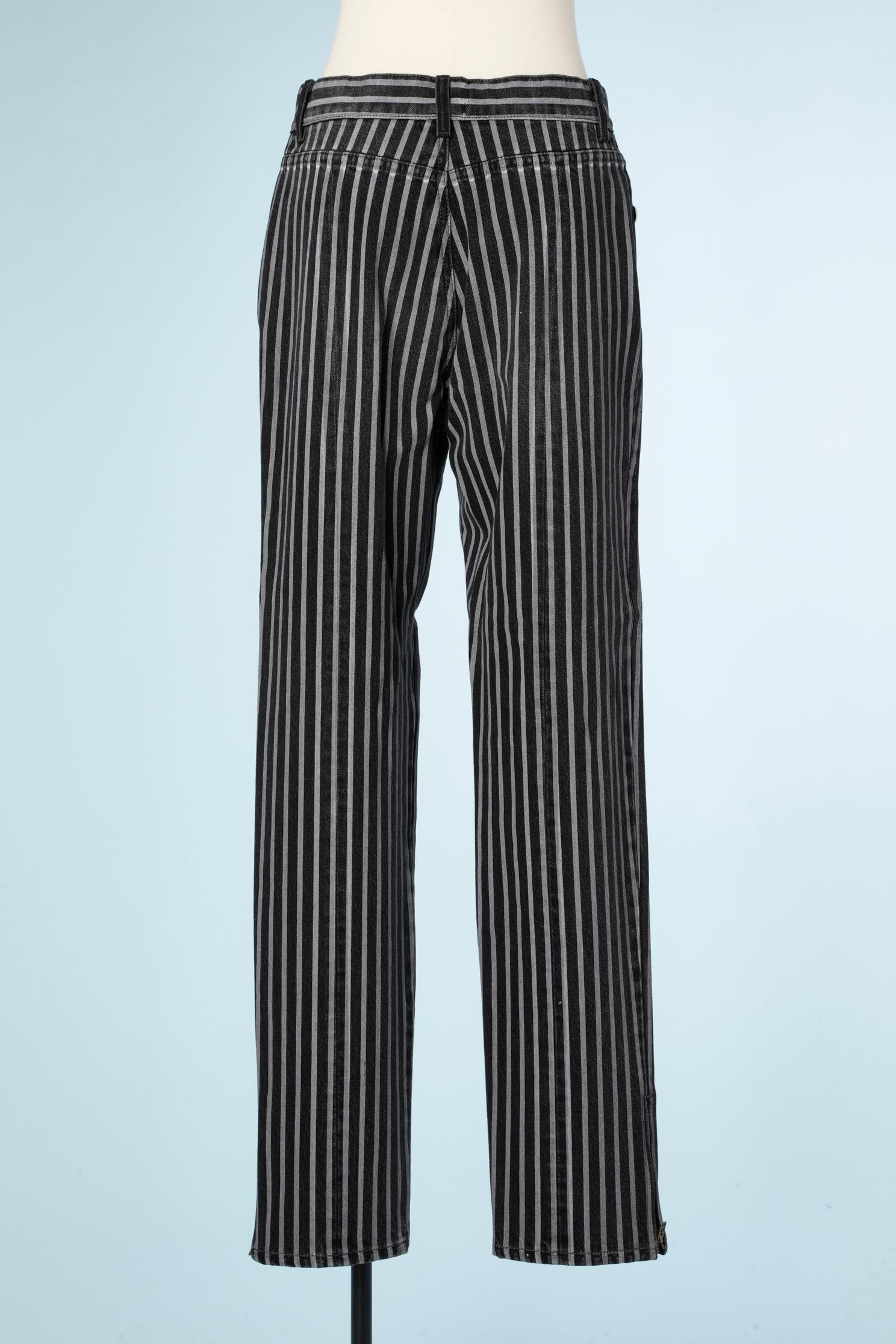 Women's or Men's Striped denim pants with branded buttons Chanel 