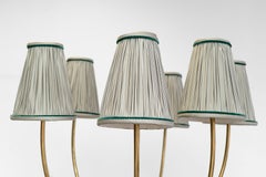 Striped Fabric Floor Lamp with 7 Lights, Vintage, Brass