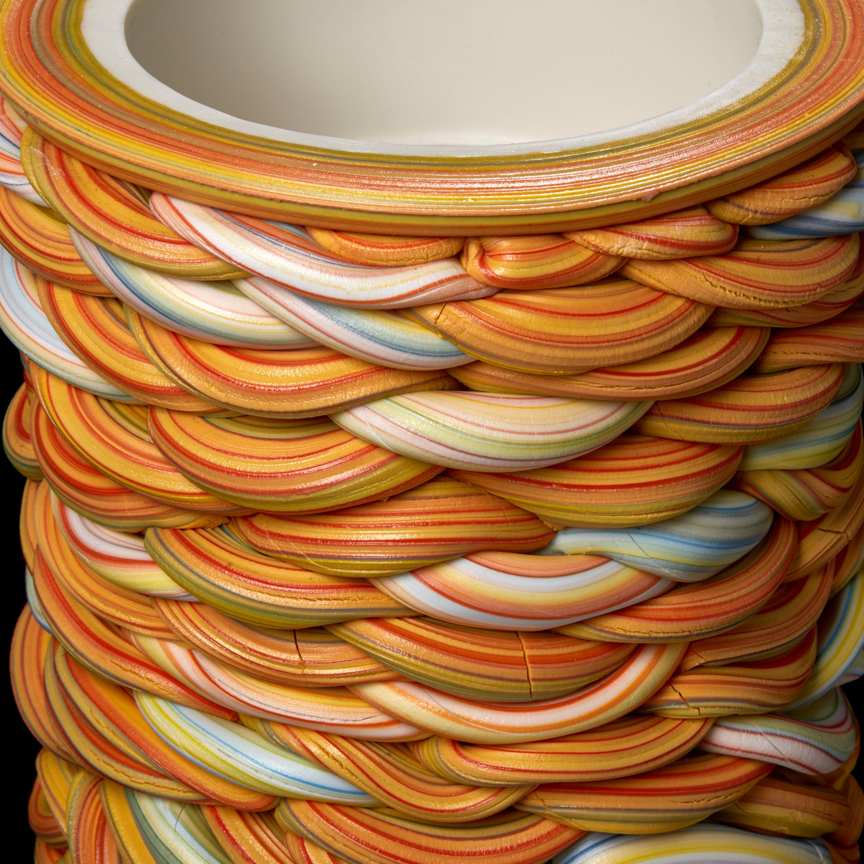 Striped Fold I, A Mixed Colour Porcelain Sculptural Vessel by Steven Edwards In New Condition In London, GB